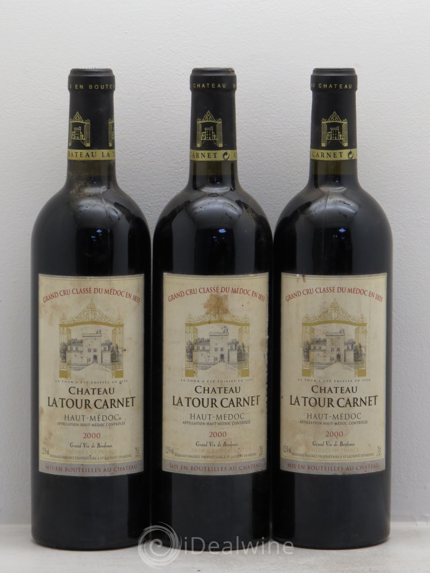 Château la Tour Carnet 4ème Grand Cru Classé 2000 - Lot de 3 bouteilles - 0