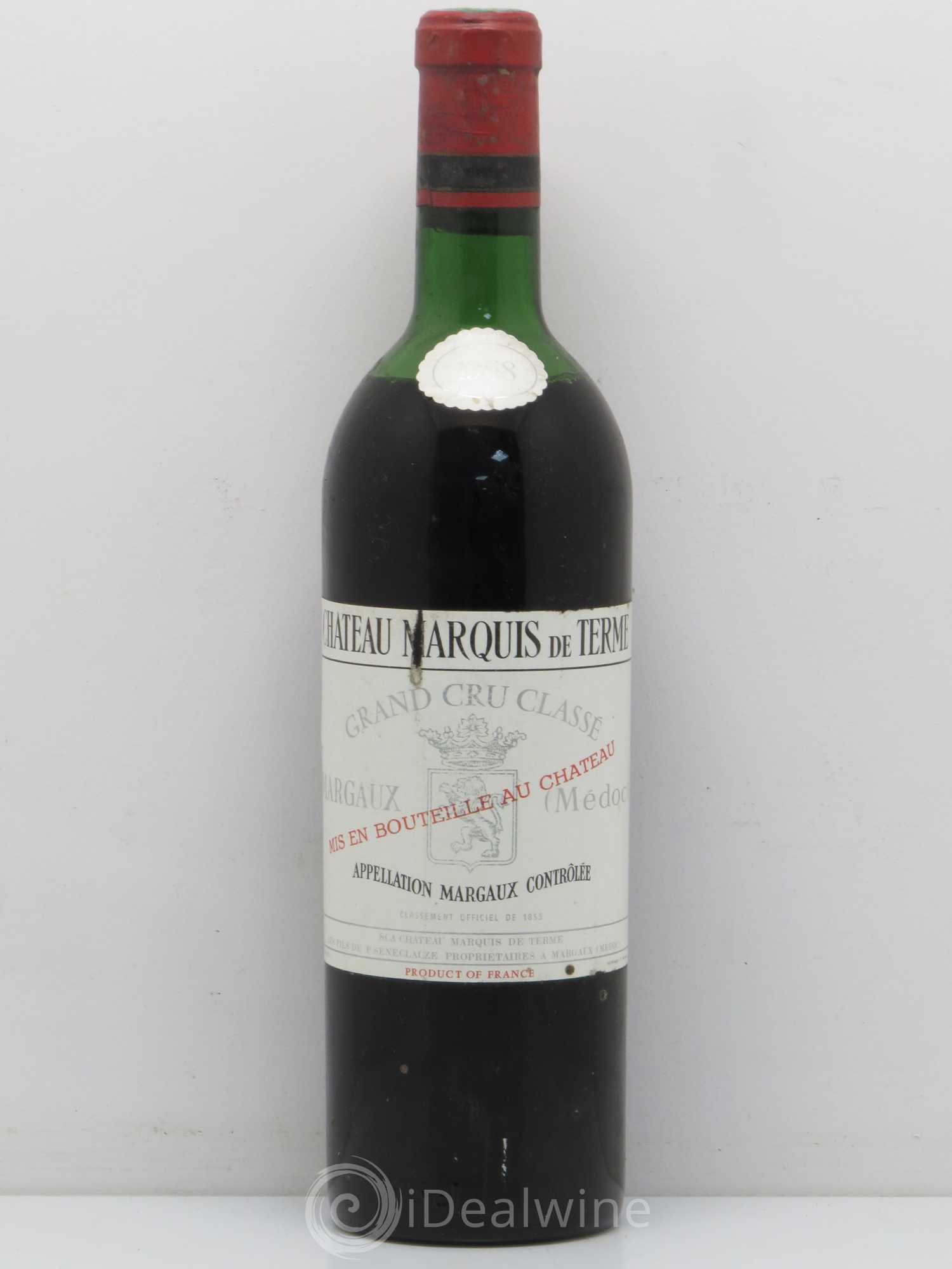 Château Marquis de Terme 4ème Grand Cru Classé 1968 - Lot de 1 bouteille - 0