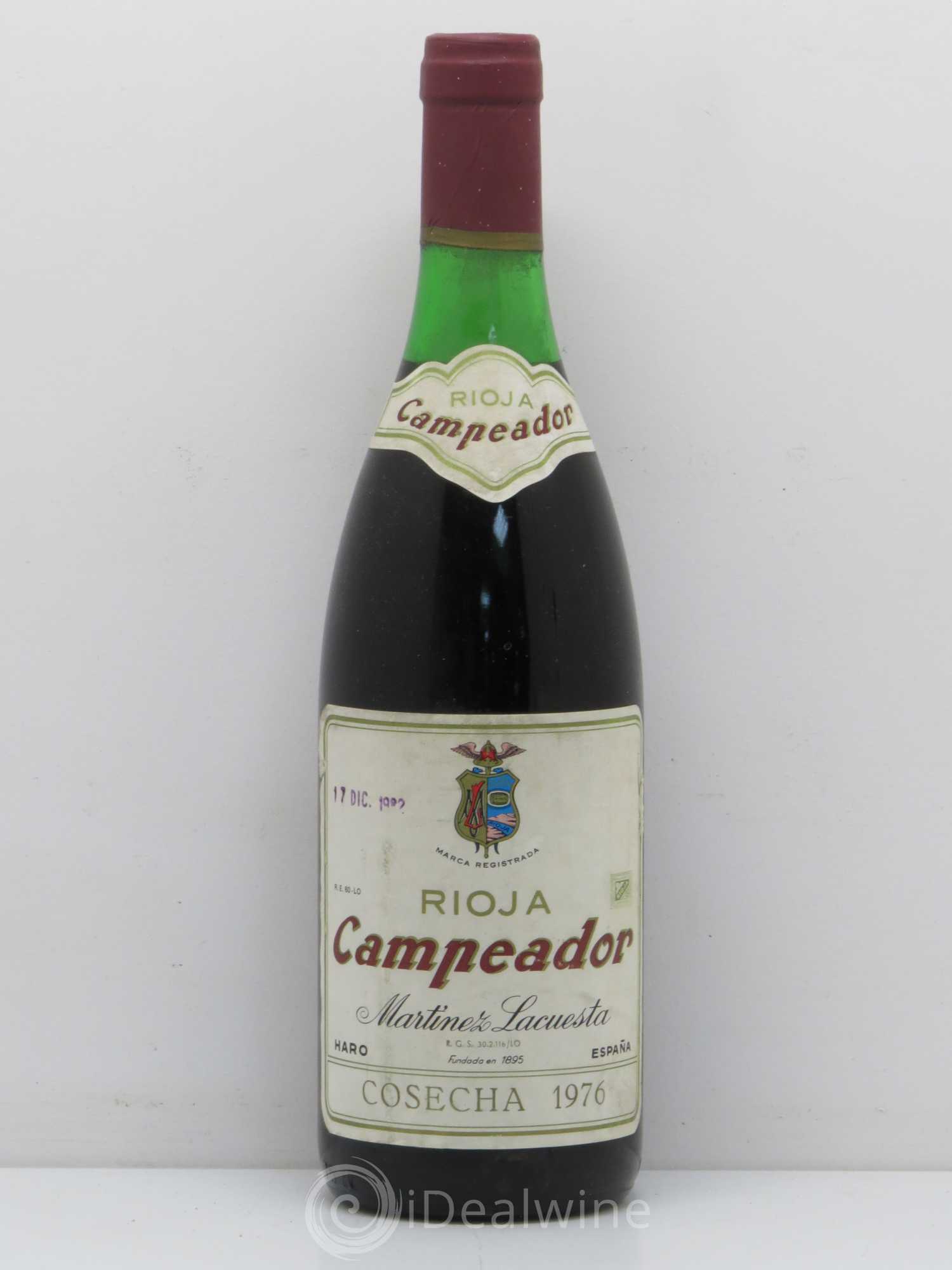 Rioja DOCA Martinez Lacuesta Campeador Reserva 1976 - Posten von 1 Flasche - 0