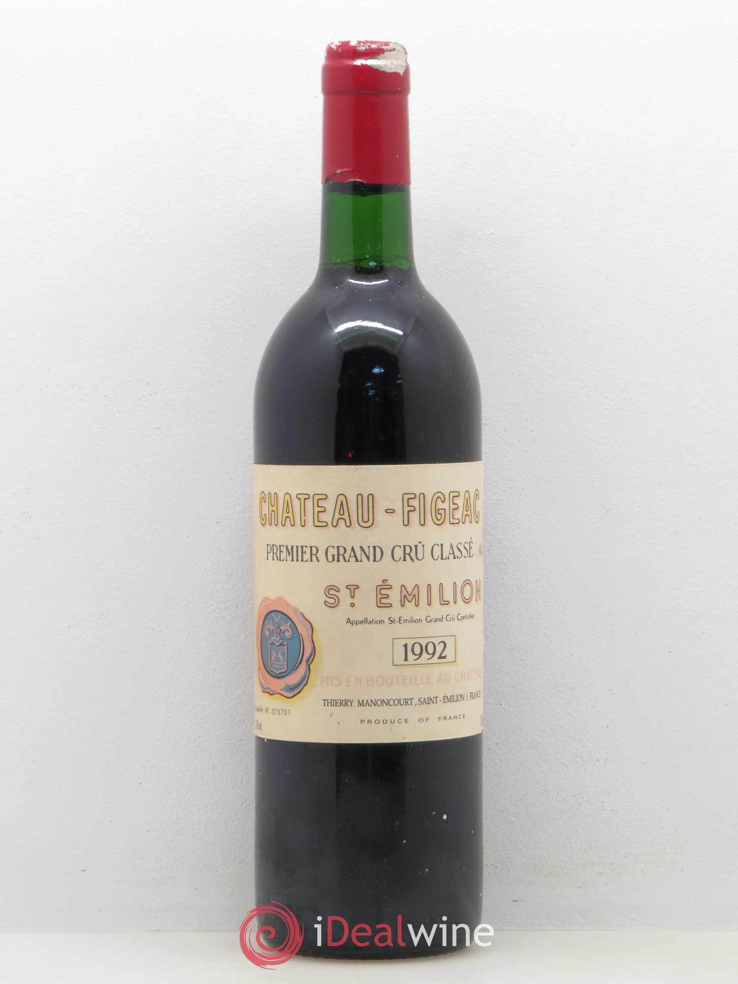 Château Figeac 1er Grand Cru Classé A 1992 - Lot de 1 bouteille - 0