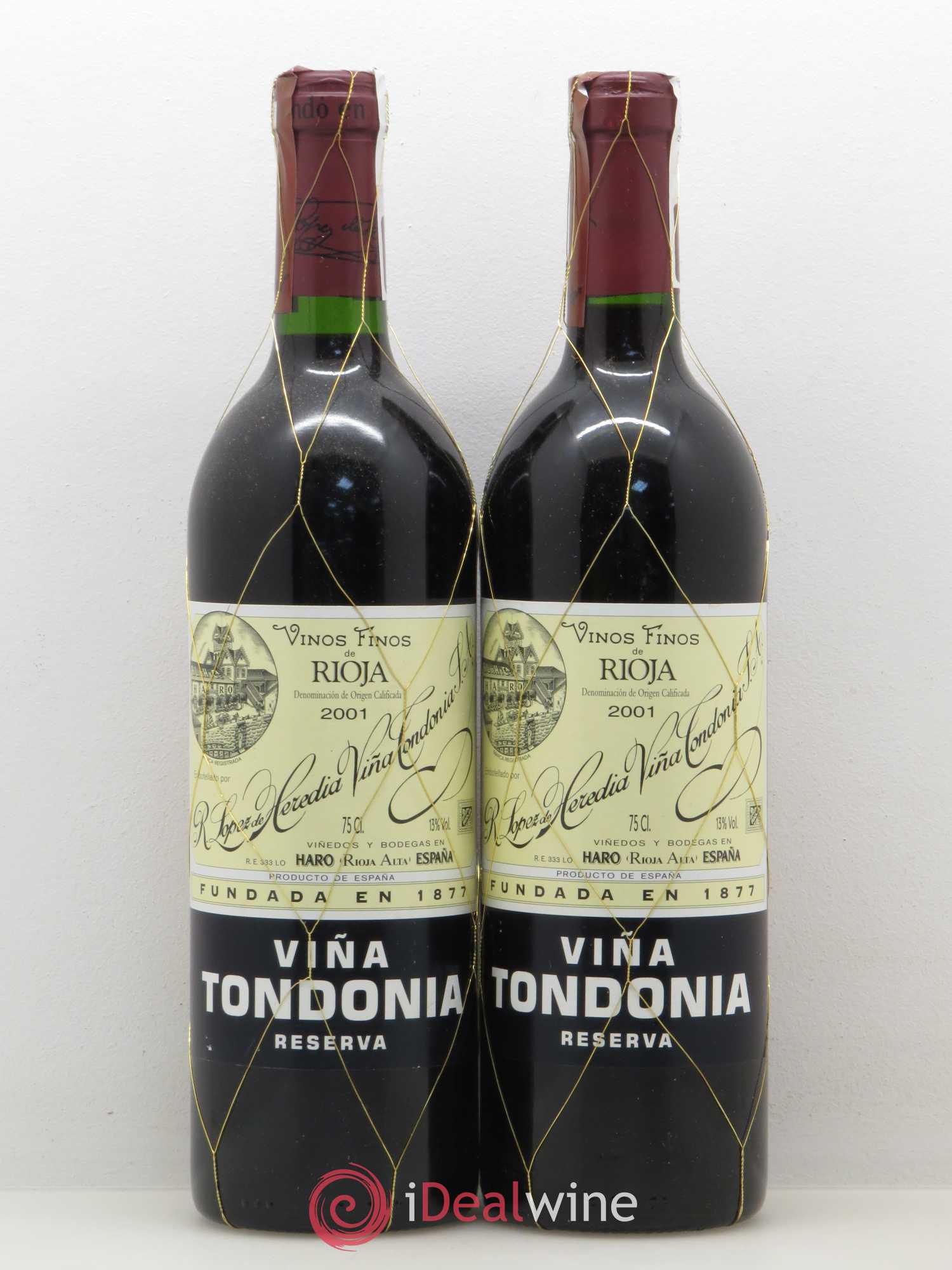 Rioja DOCA Reserva Vina Tondonia R. Lopez de Heredia 2001 - Lot de 2 bouteilles - 0