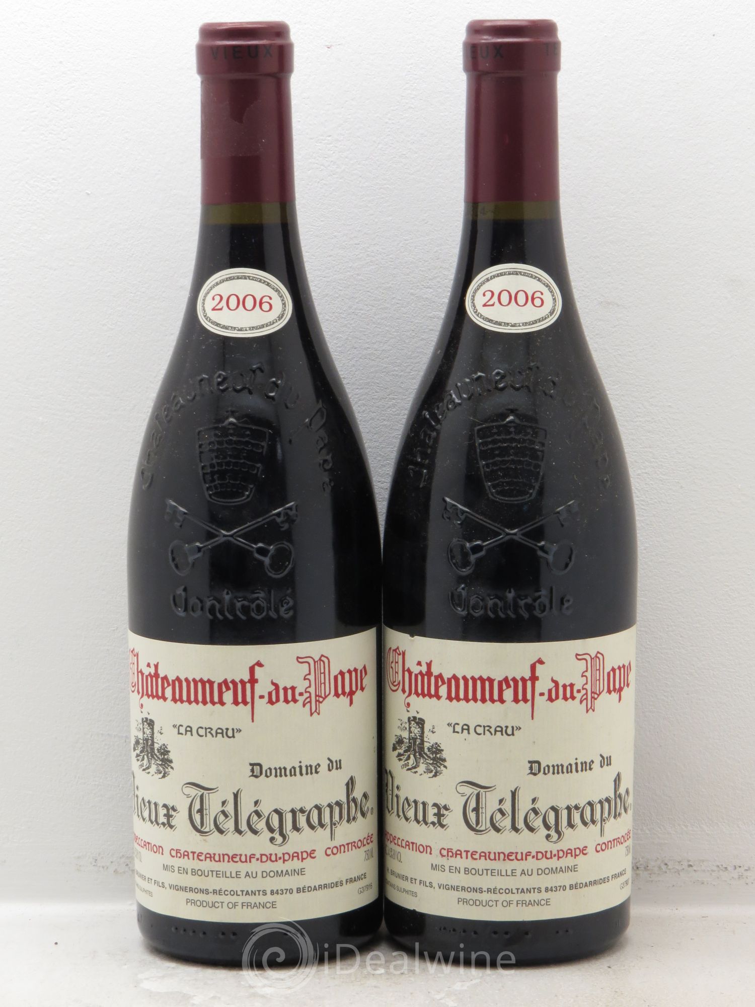 Châteauneuf-du-Pape Vieux Télégraphe (Domaine du) Vignobles Brunier 2006 - Lot de 2 bouteilles - 0