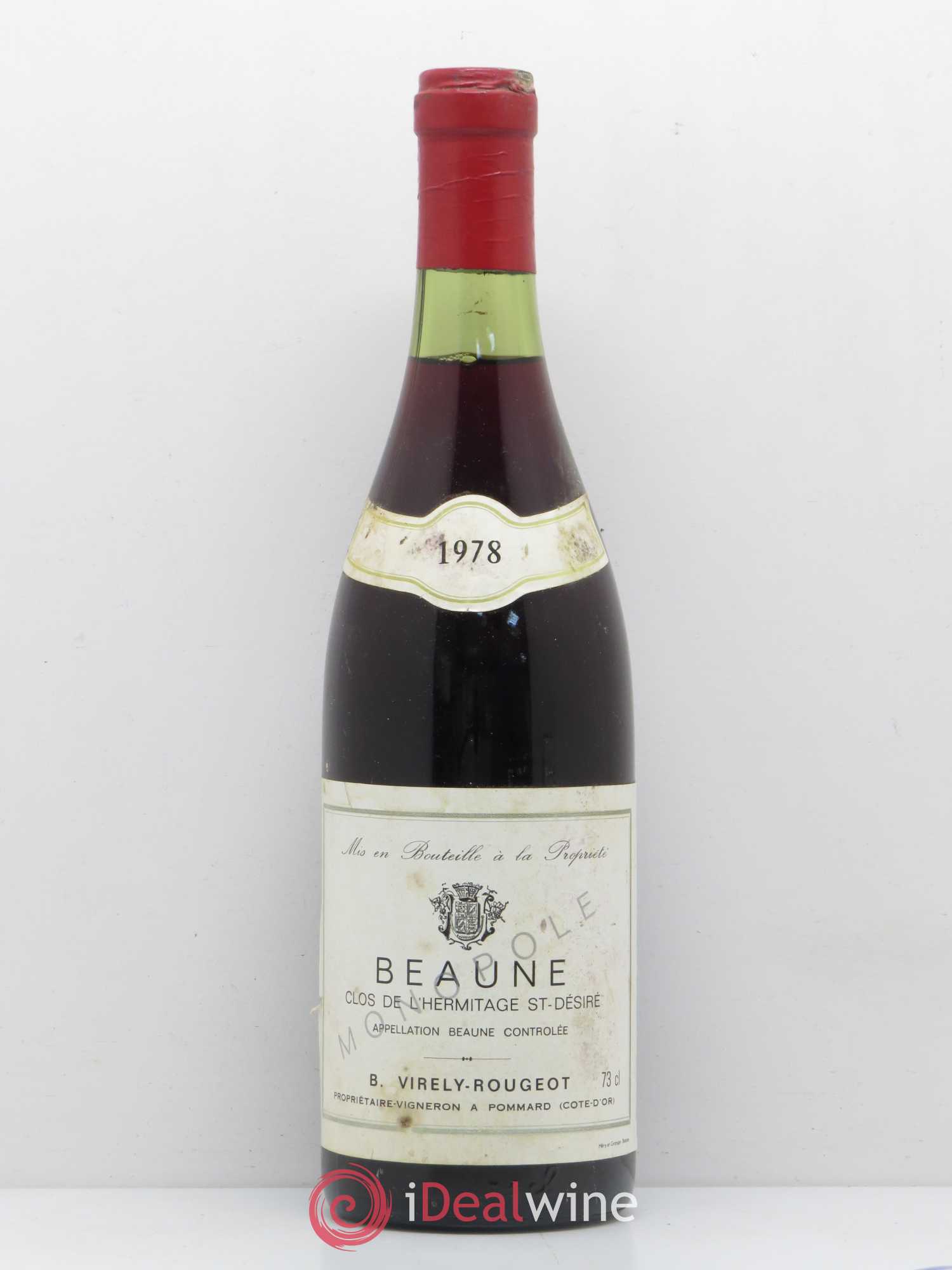 Beaune Clos de l'Hermitage Saint Desiré B. Virely Rougeot 1978 - Posten von 1 Flasche - 0
