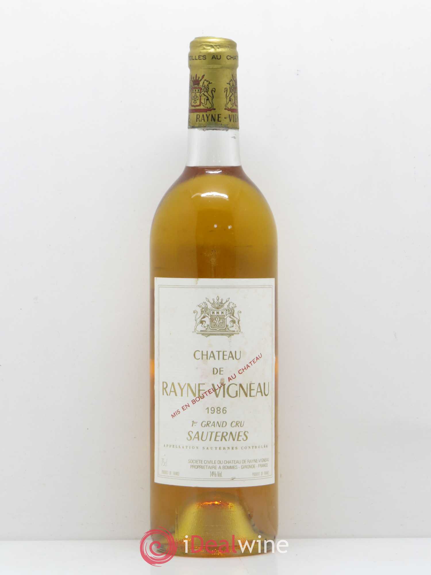 Château de Rayne Vigneau 1er Grand Cru Classé 1986 - Lotto di 1 bottiglia - 0
