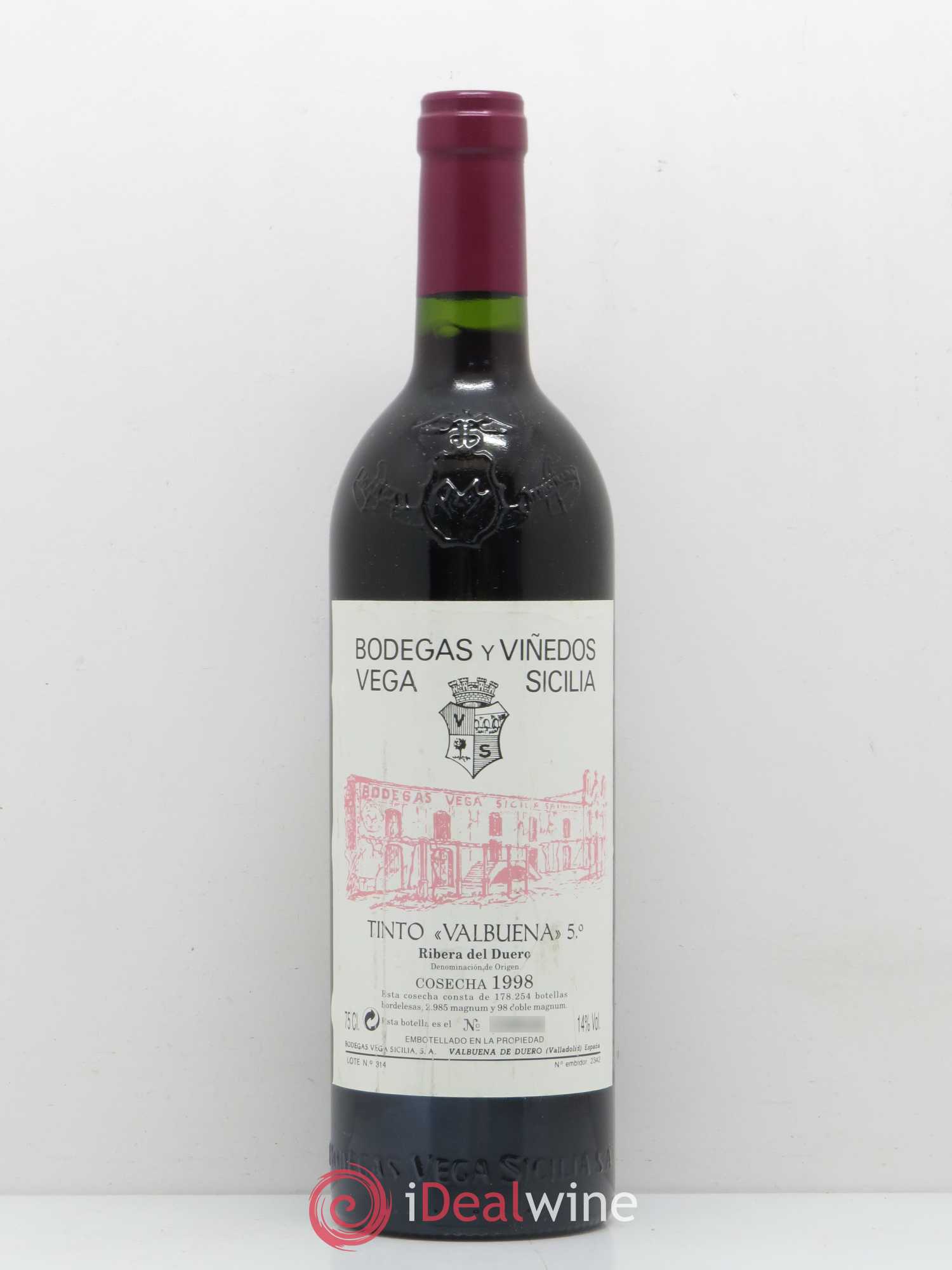 Ribera Del Duero DO Vega Sicilia Valbuena 5 ano Famille Alvarez 1998 - Lot de 1 bouteille - 0
