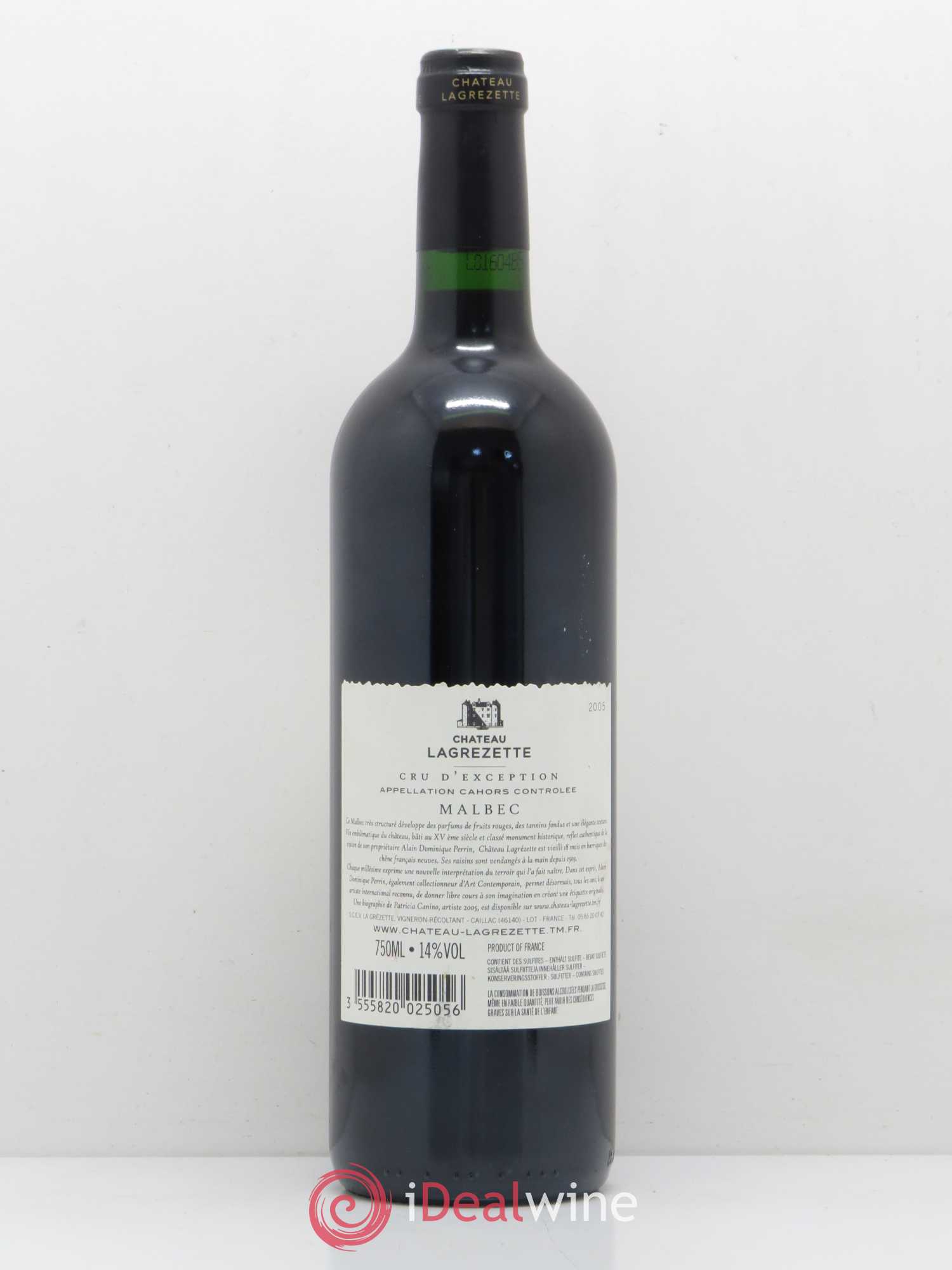 Cahors Château Lagrezette Alain Dominique Perrin 2005 - Lot de 1 bouteille - 1
