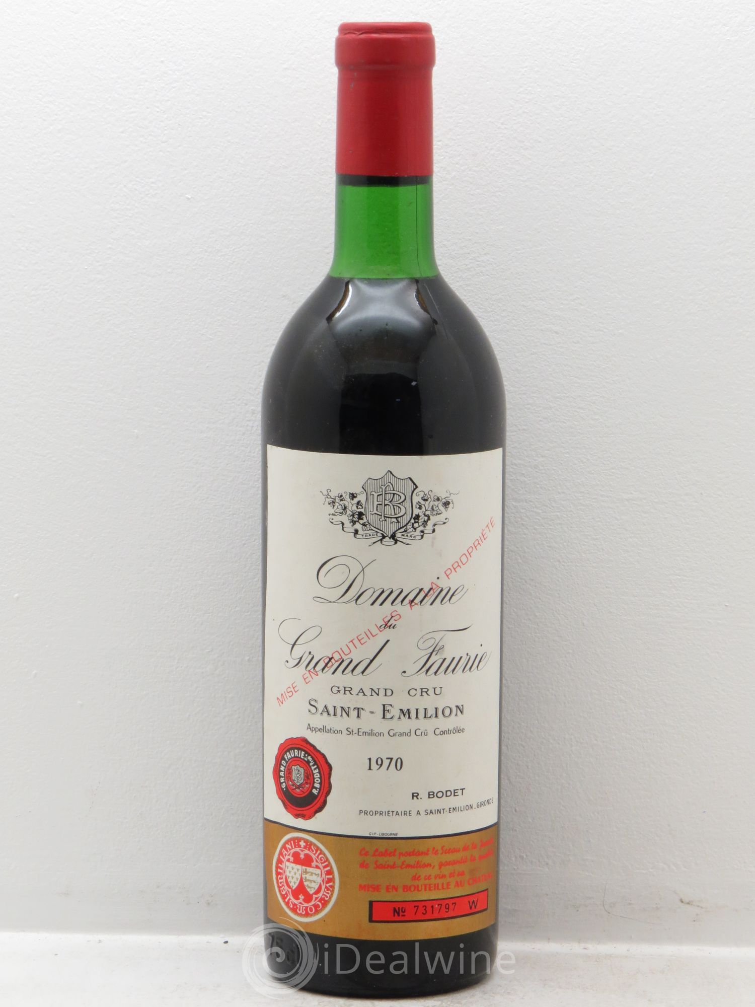 Saint-Émilion Domaine du Grand Faurie 1970 - Posten von 1 Flasche - 0