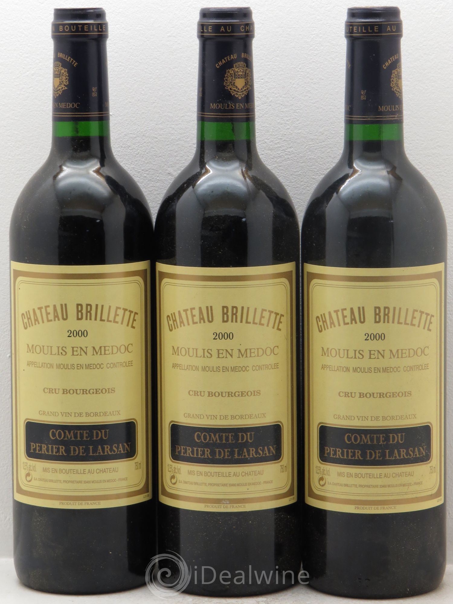 Château Brillette Cru Bourgeois 2000 - Lot de 3 bouteilles - 0