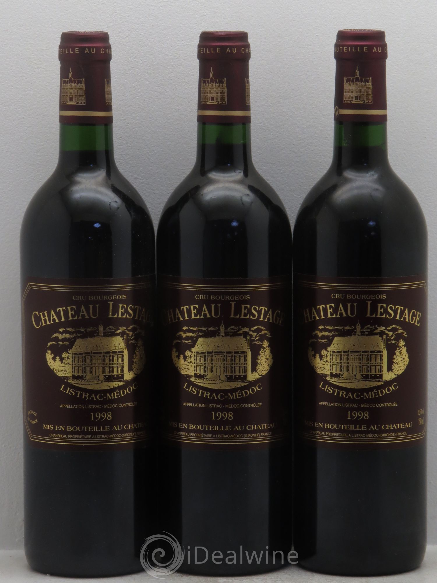 Château Lestage Cru Bourgeois 1998 - Lot de 3 bouteilles - 0