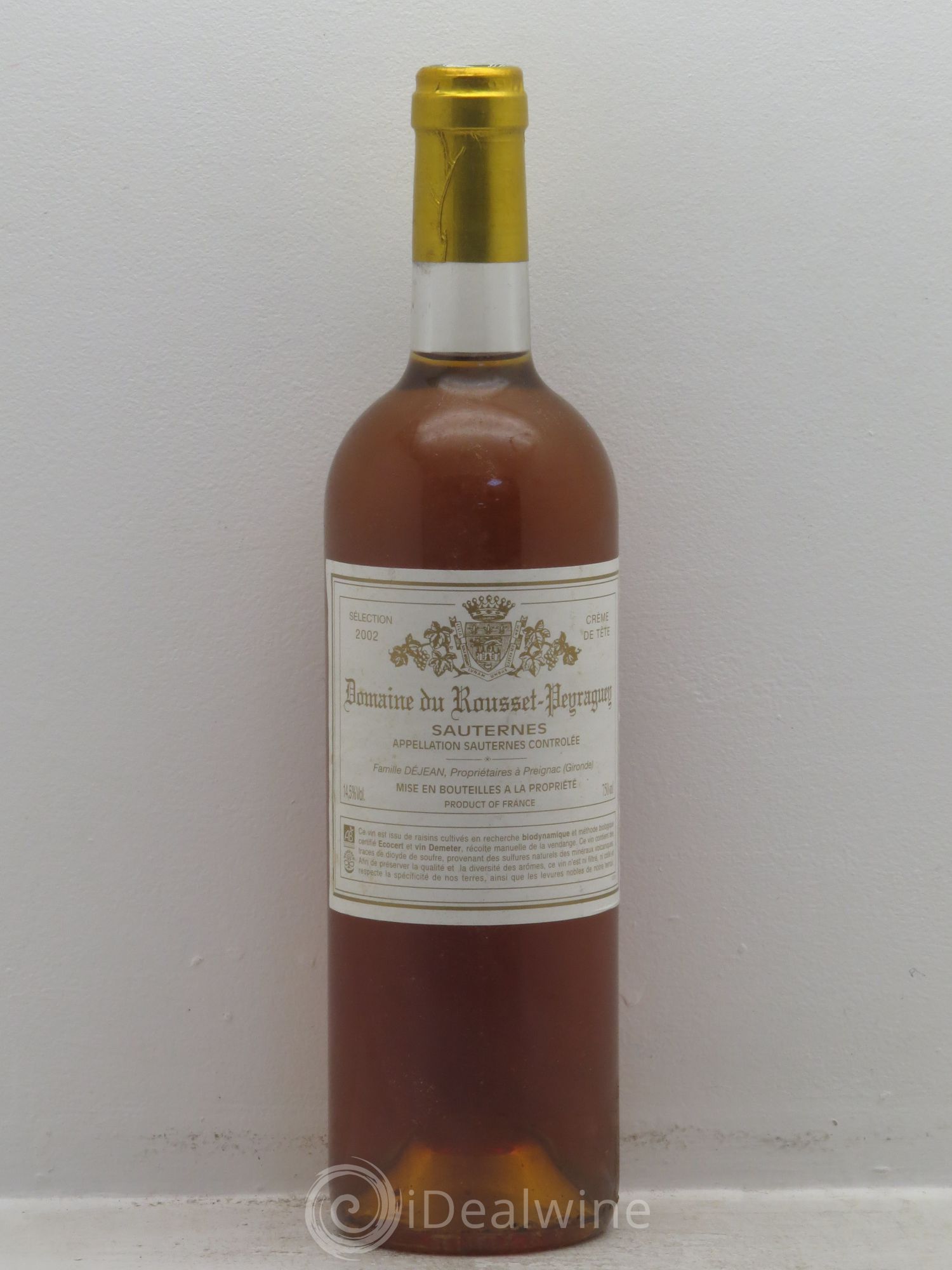 Sauternes Rousset Peyraguey Crème de tete 2002 - Posten von 1 Flasche - 0