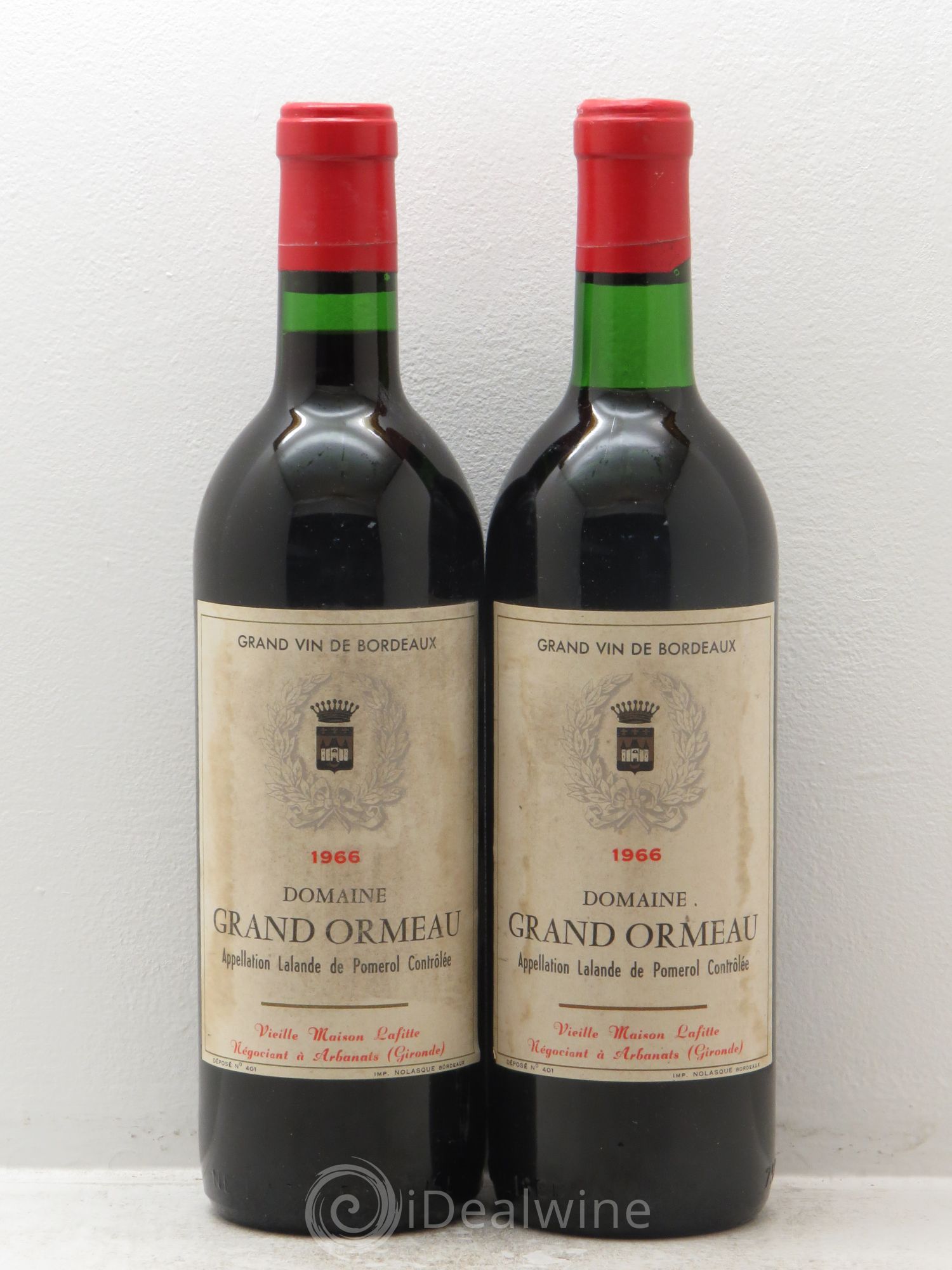 Bordeaux Domaine Grand Ormeau 1966 - Posten von 2 Flaschen - 0