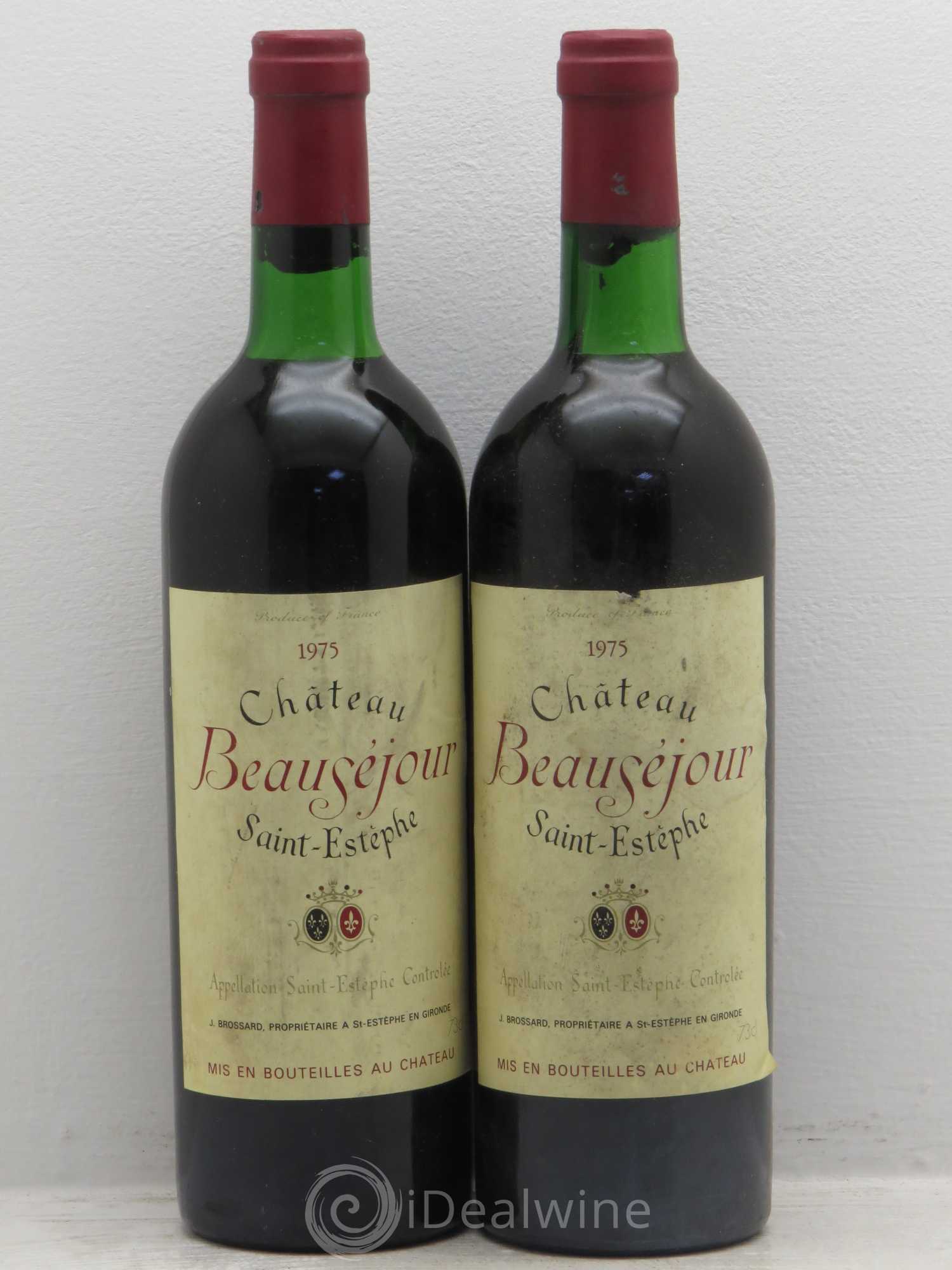 Château Saint-Estèphe Beauséjour 1975 - Lot de 2 bouteilles - 0