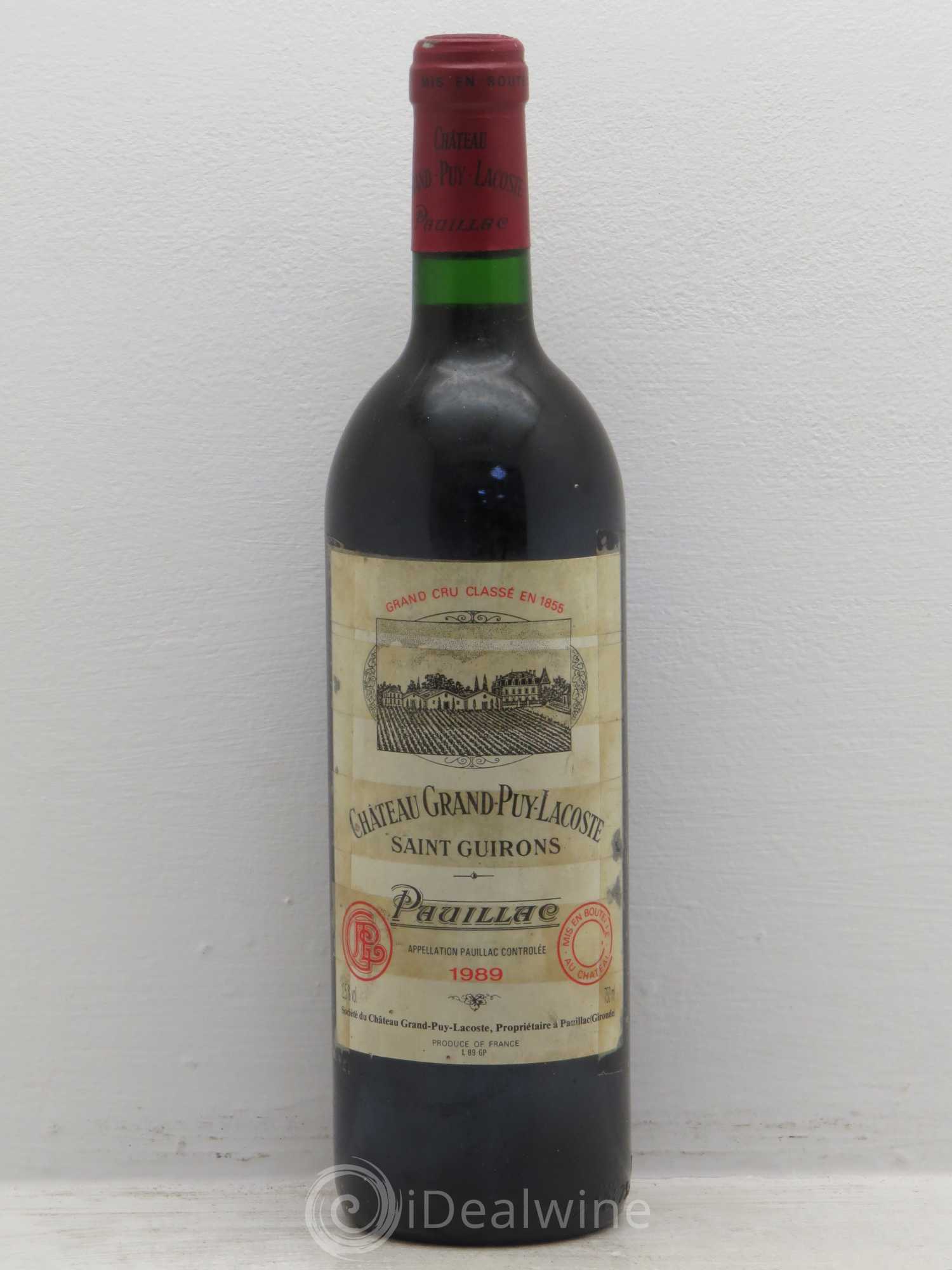 Château Grand Puy Lacoste 5ème Grand Cru Classé 1989 - Lot de 1 bouteille - 0