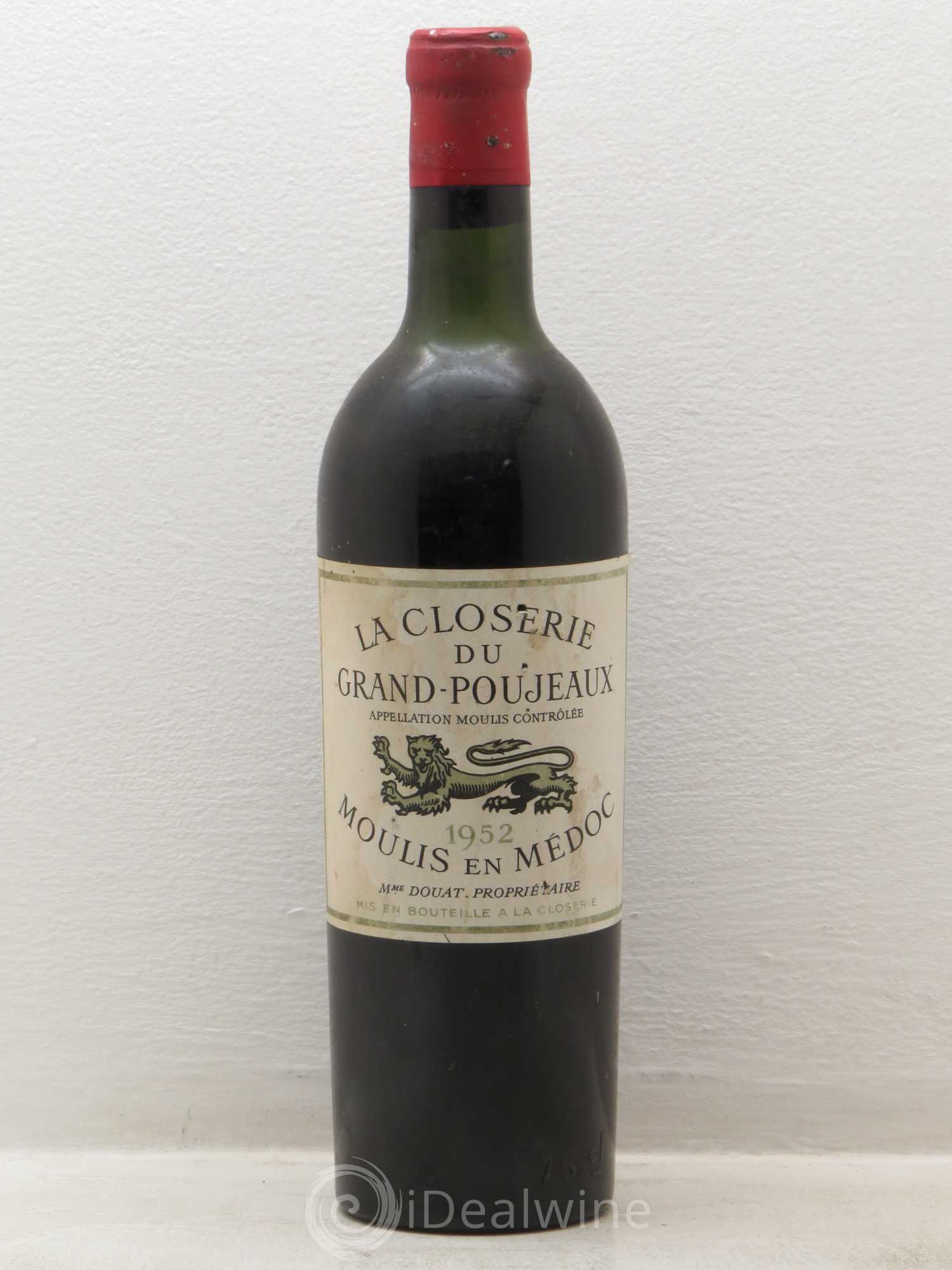 Moulis en Médoc Château La Closerie du Grand Poujeaux 1952 - Posten von 1 Flasche - 0