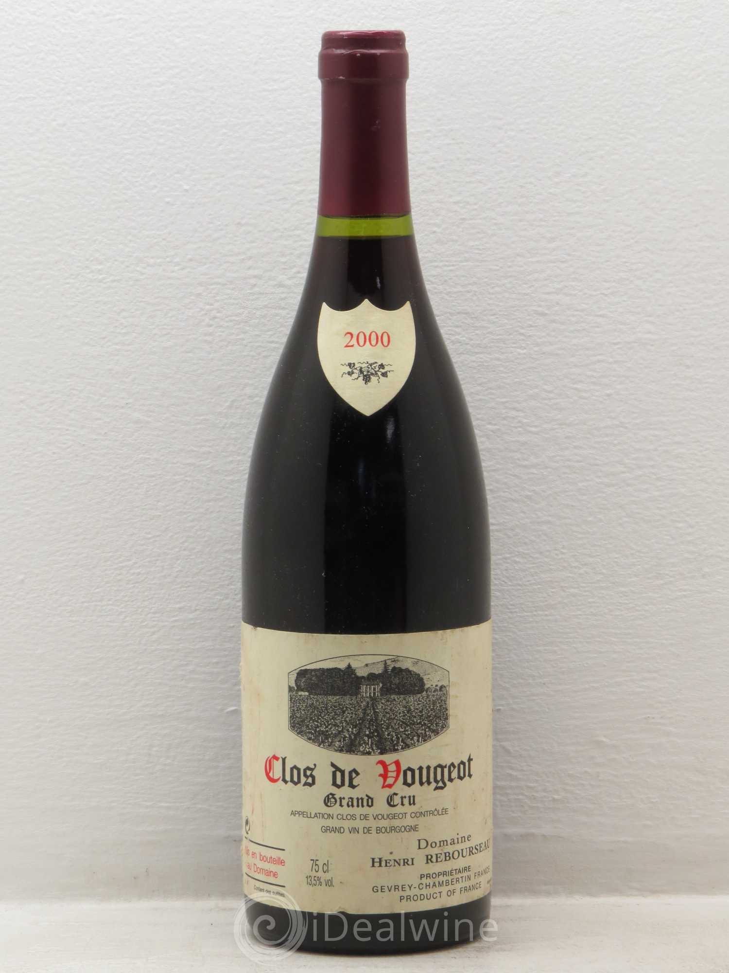Clos de Vougeot Grand Cru Henri Rebourseau (Domaine) 2000 - Lot de 1 bouteille - 0