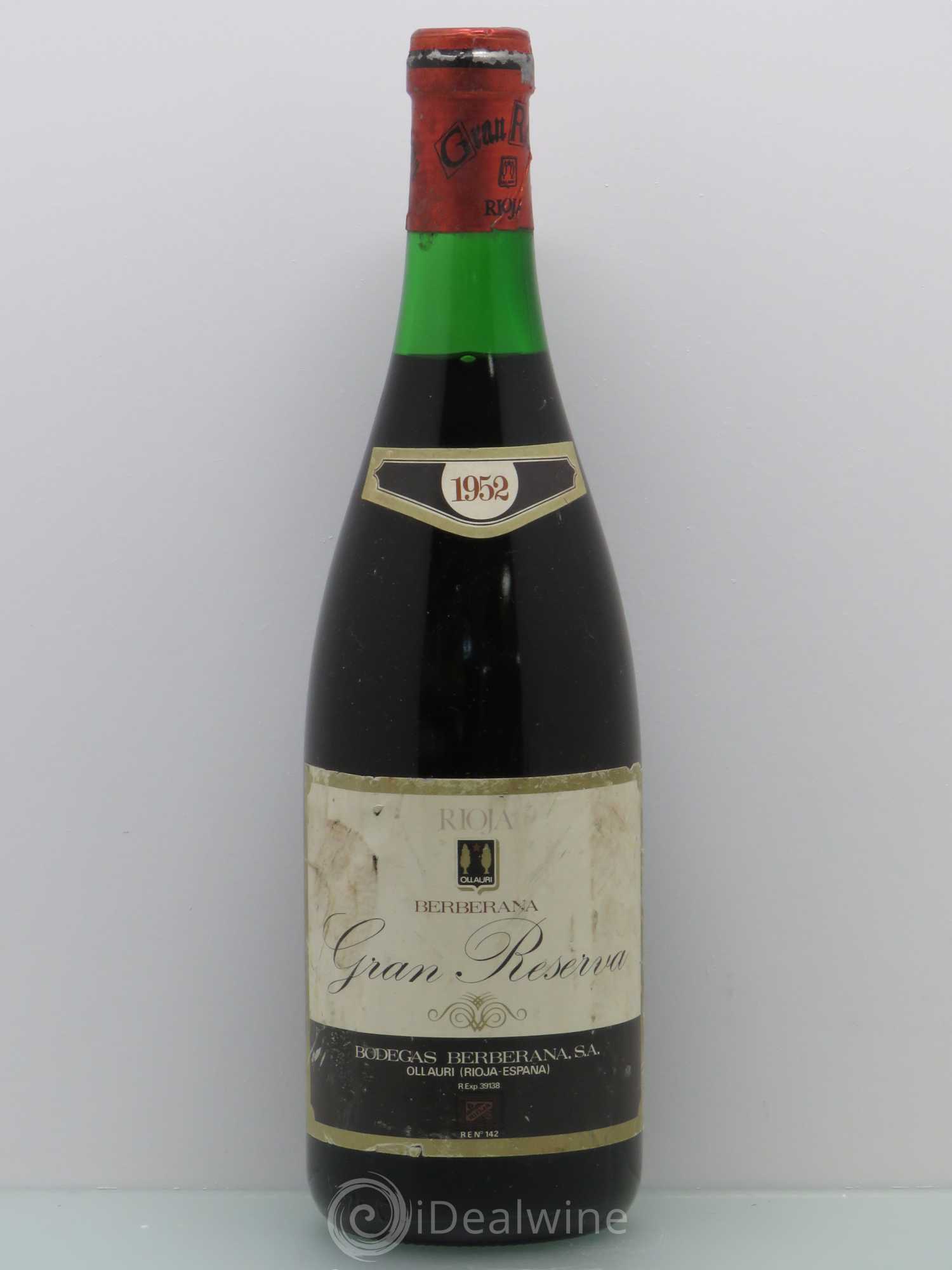 Rioja DOCA Berberana Gran Reserva 1952 - Lot de 1 bouteille - 0