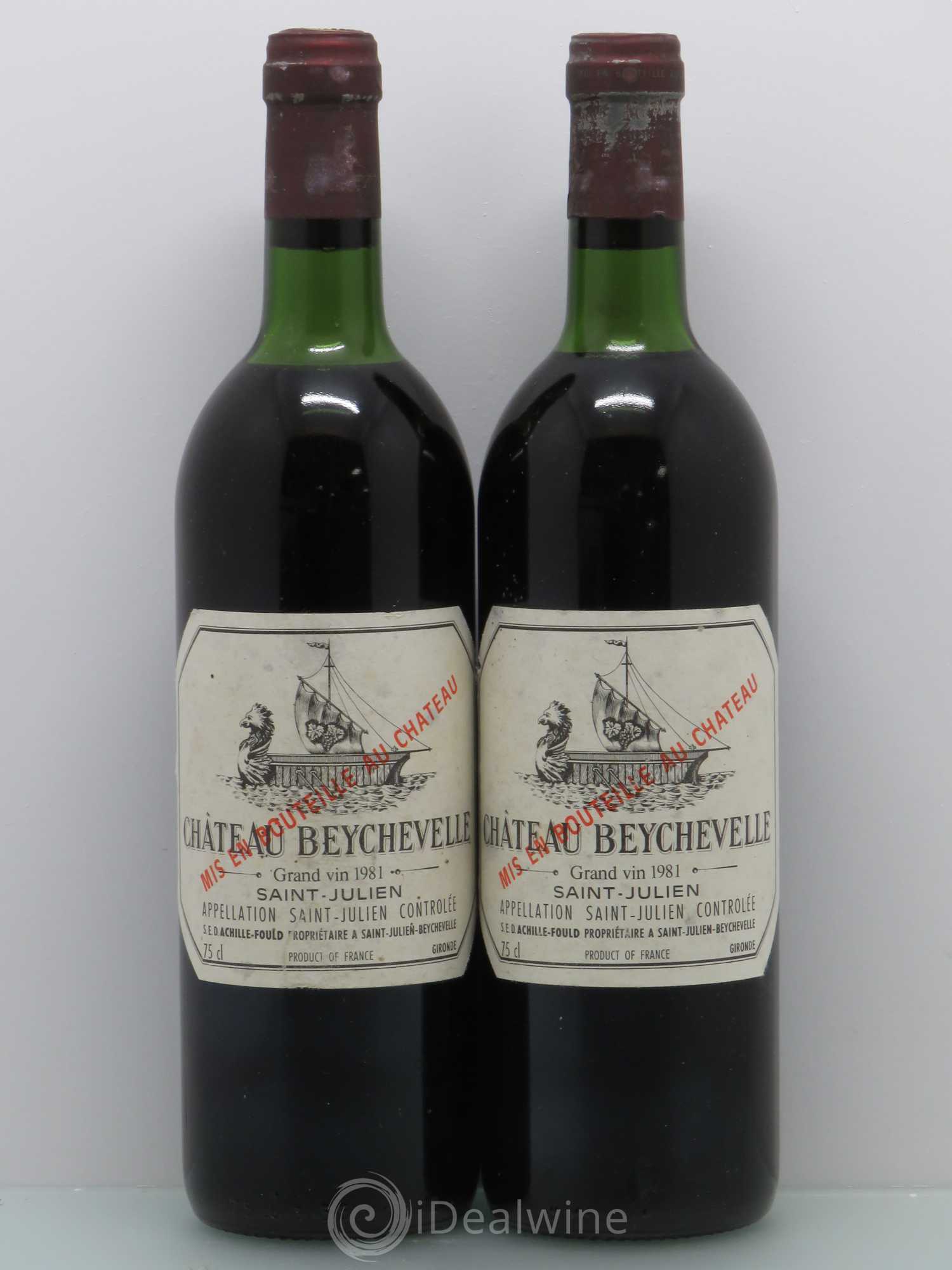 Château Beychevelle 4ème Grand Cru Classé 1981 - Lot de 2 bouteilles - 0