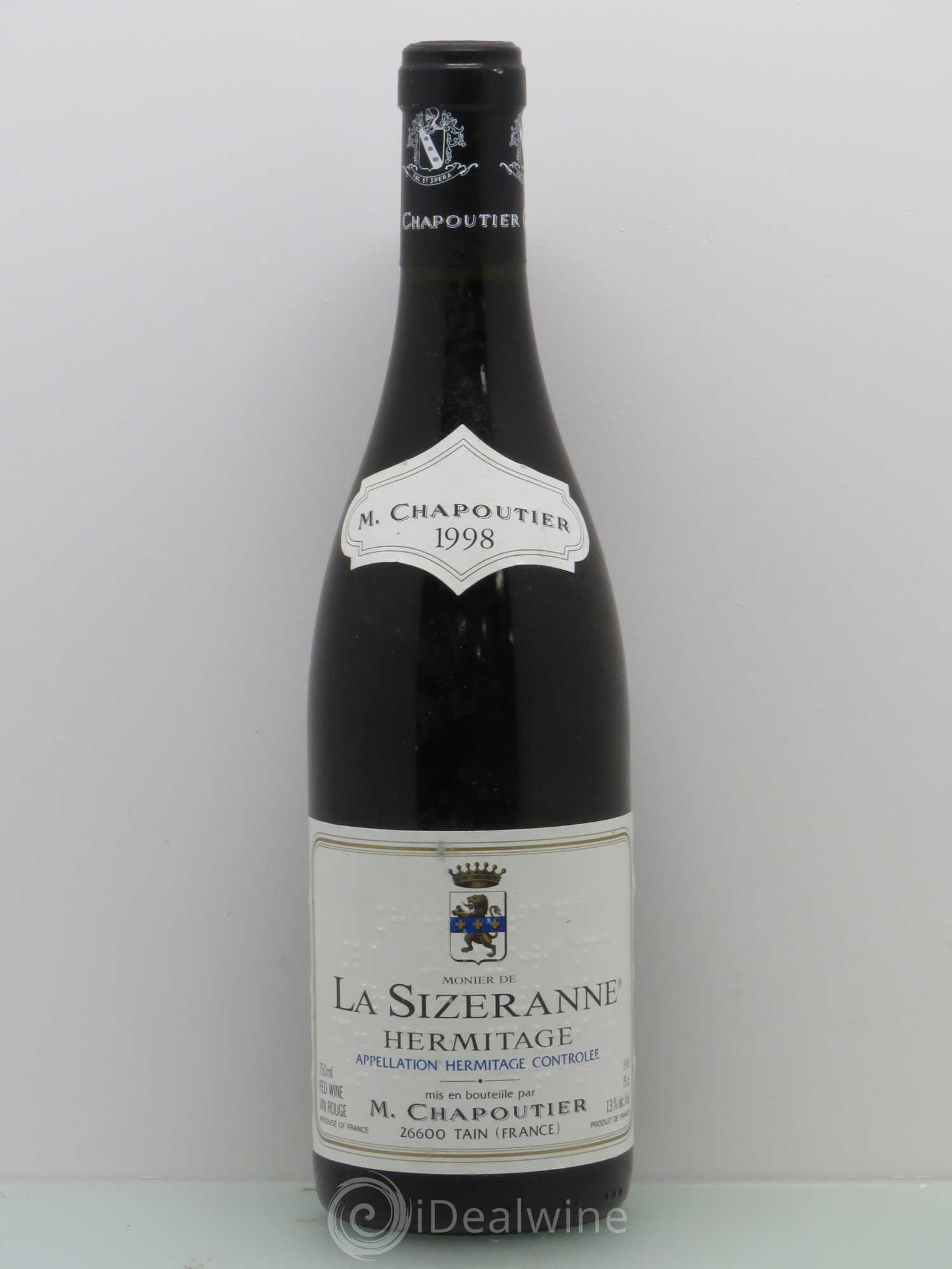 Hermitage Monier de La Sizeranne Chapoutier 1998 - Lot de 1 bouteille - 0