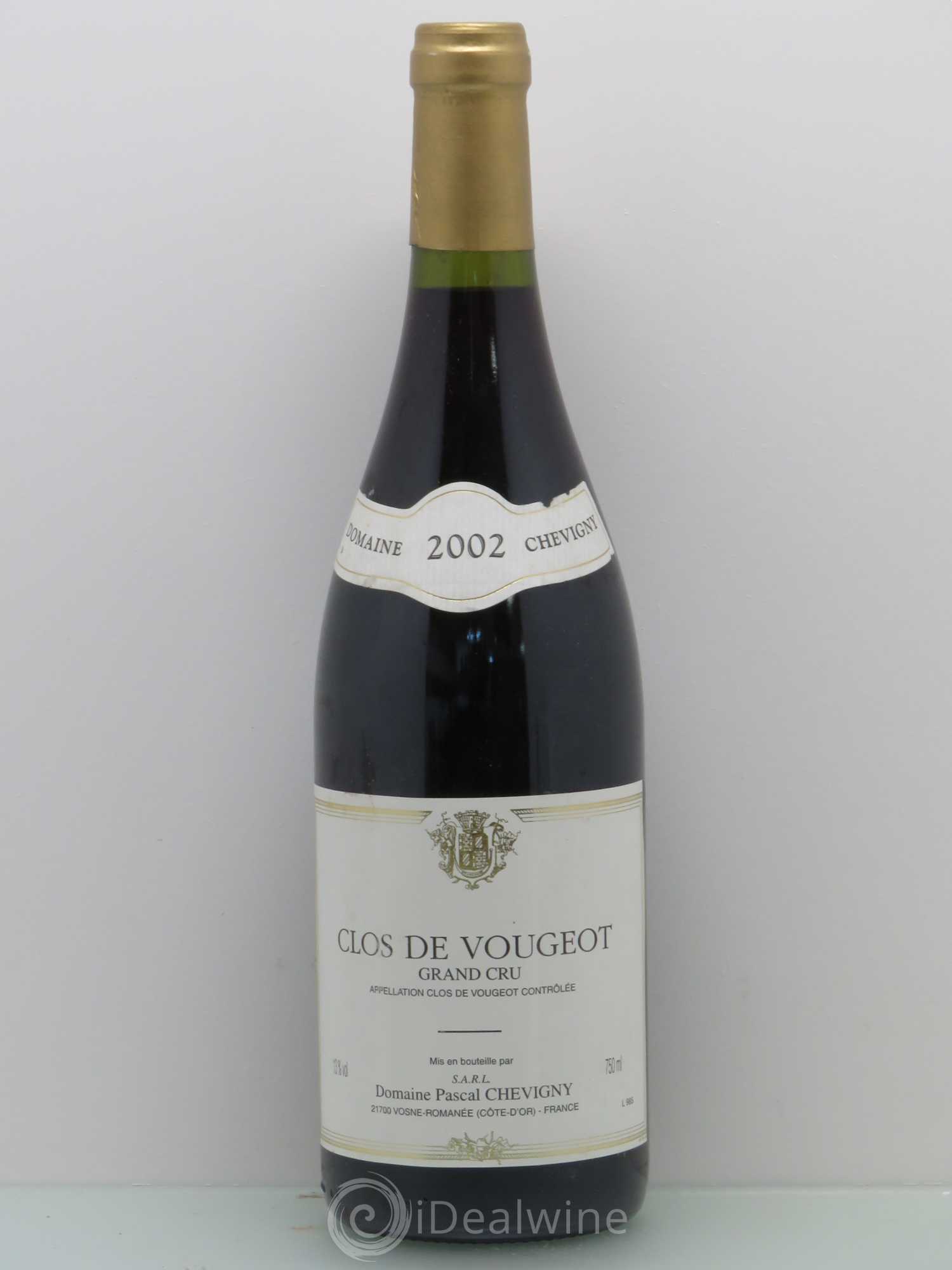 Clos de Vougeot Grand Cru Domaine Pascal Chevigny 2002 - Lot de 1 bouteille - 0