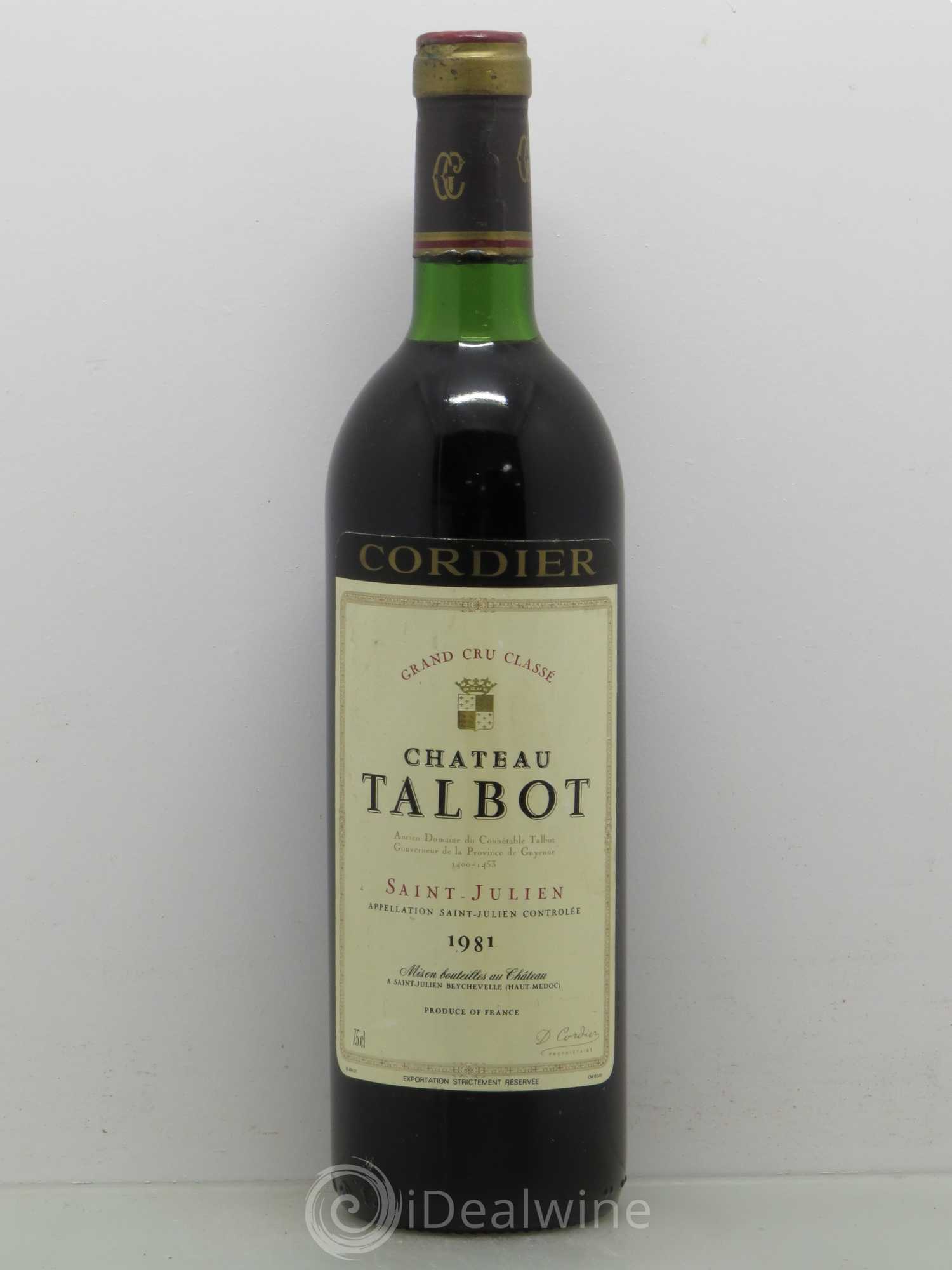 Château Talbot 4ème Grand Cru Classé 1981 - Lot de 1 bouteille - 0