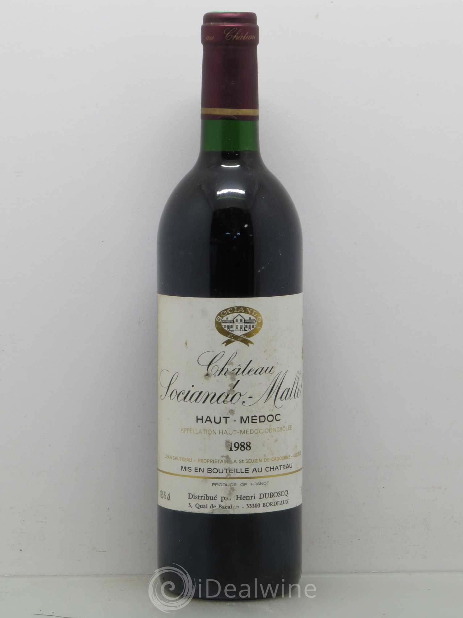 Château Sociando Mallet 1988 - Lot de 1 bouteille - 0