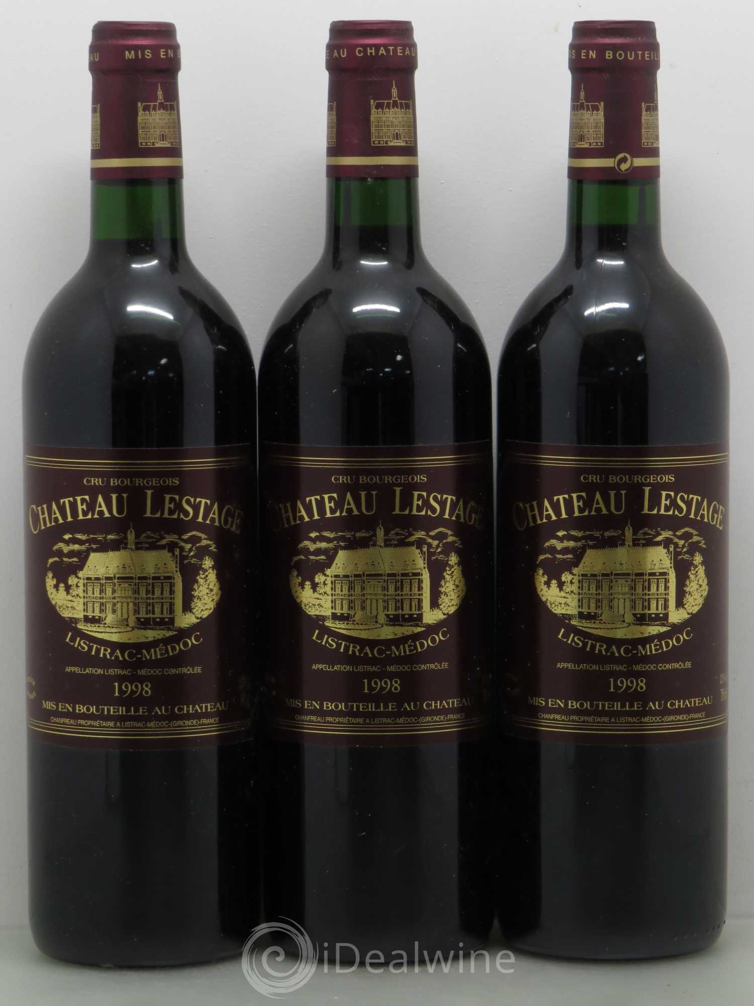 Château Lestage Cru Bourgeois 1998 - Lot de 3 bouteilles - 0