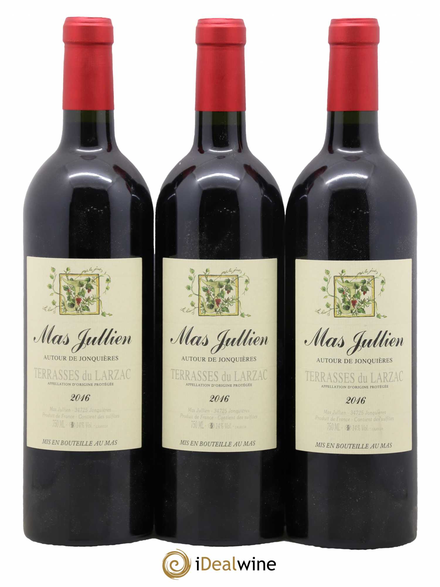 Terrasses du Larzac Mas Jullien Autour de Jonquières Olivier Jullien 2016 - Lot de 3 bouteilles - 0