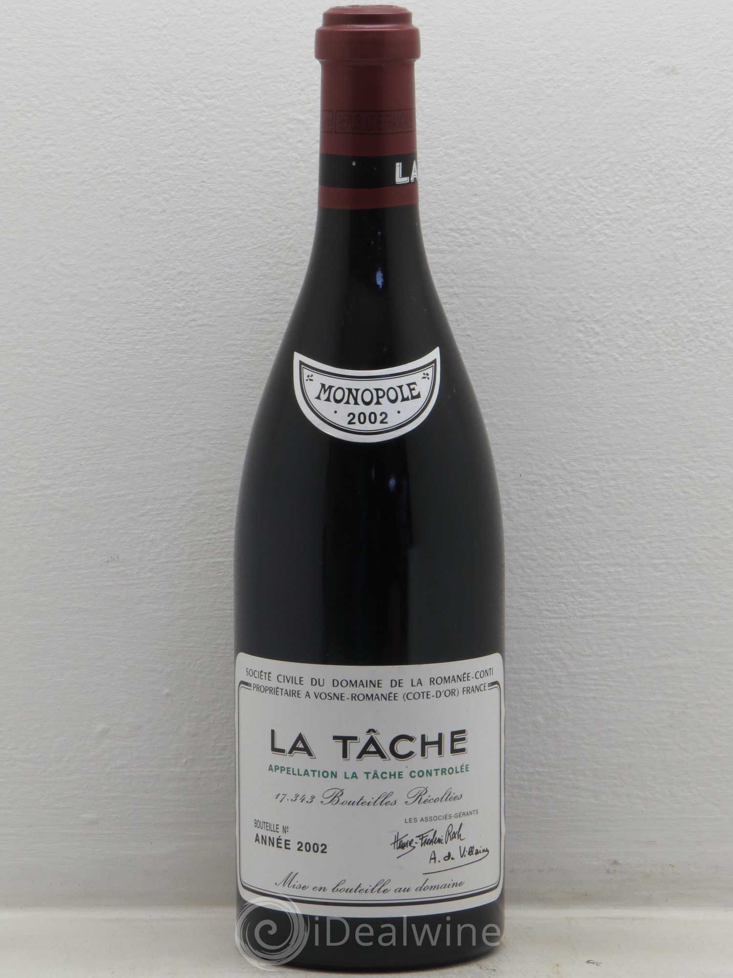 La Tâche Grand Cru Domaine de la Romanée-Conti 2002 - Lot de 1 bouteille - 0