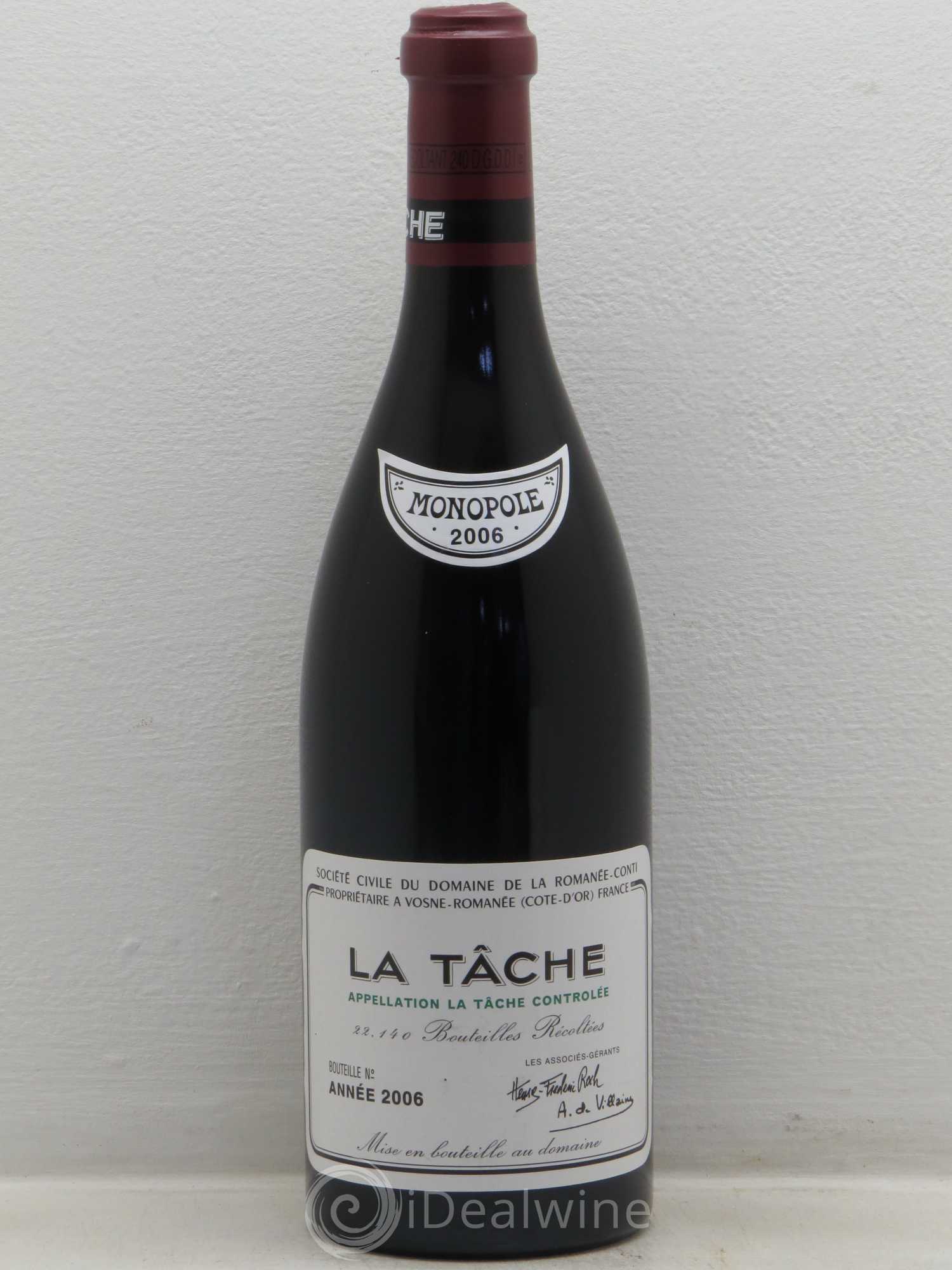 La Tâche Grand Cru Domaine de la Romanée-Conti 2006 - Lot de 1 bouteille - 0