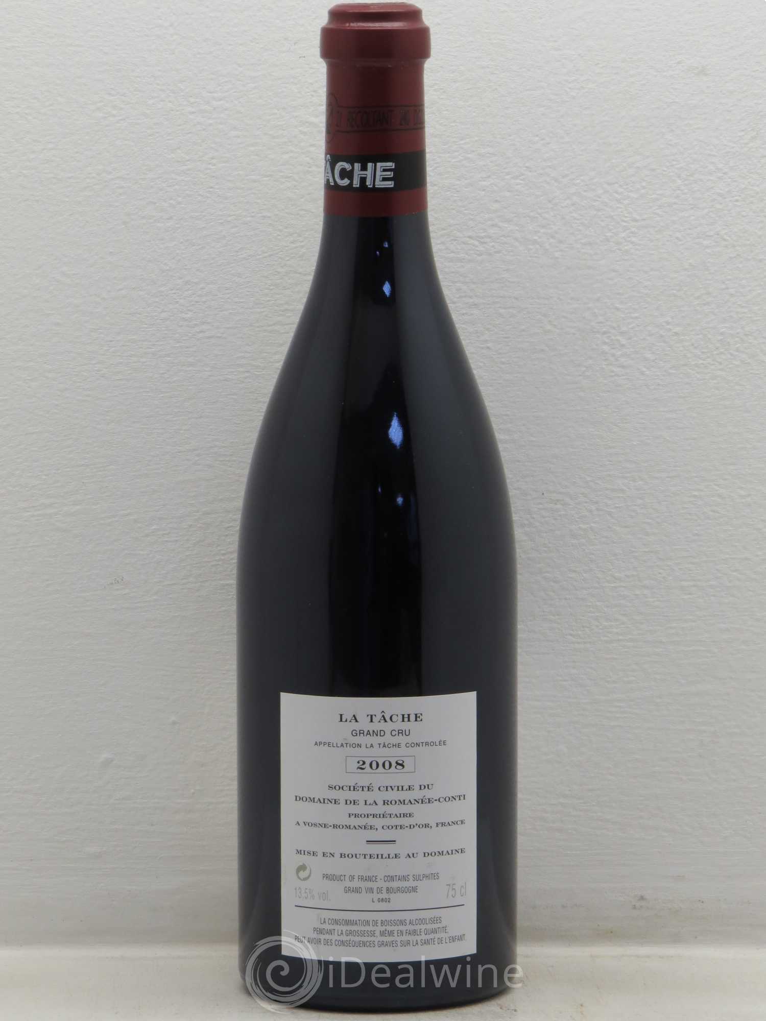 La Tâche Grand Cru Domaine de la Romanée-Conti 2008 - Lot de 1 bouteille - 1
