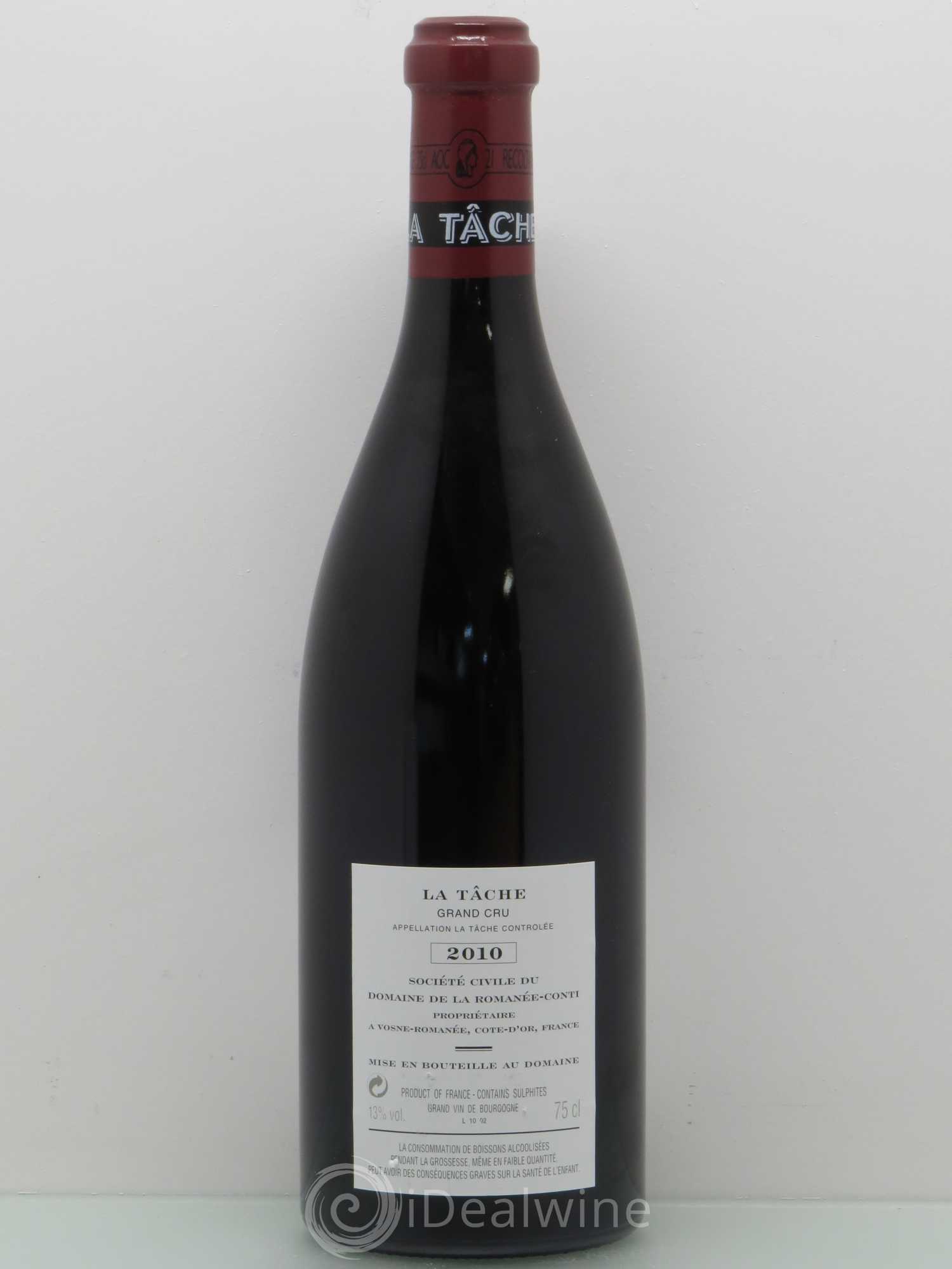 La Tâche Grand Cru Domaine de la Romanée-Conti 2010 - Lot de 1 bouteille - 1