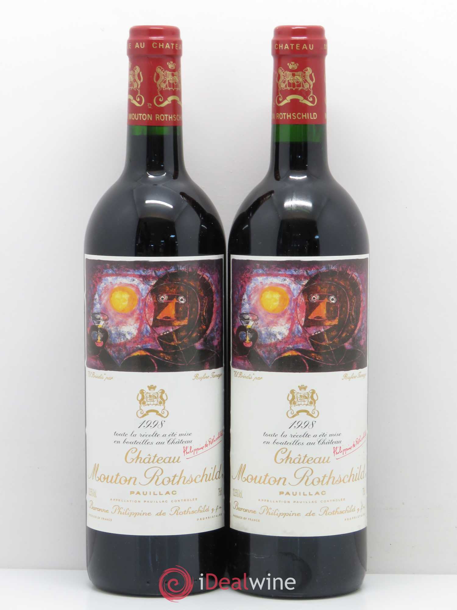 Château Mouton Rothschild 1er Grand Cru Classé 1998 - Lot de 2 bouteilles - 0