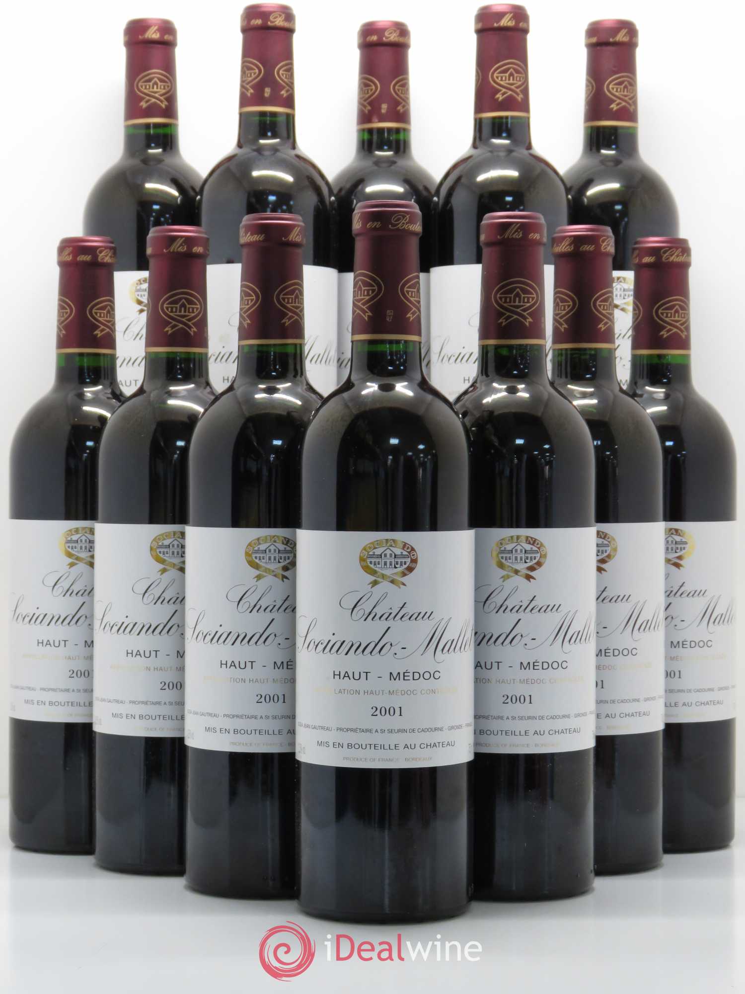 Château Sociando Mallet 2001 - Lot de 12 bouteilles - 0