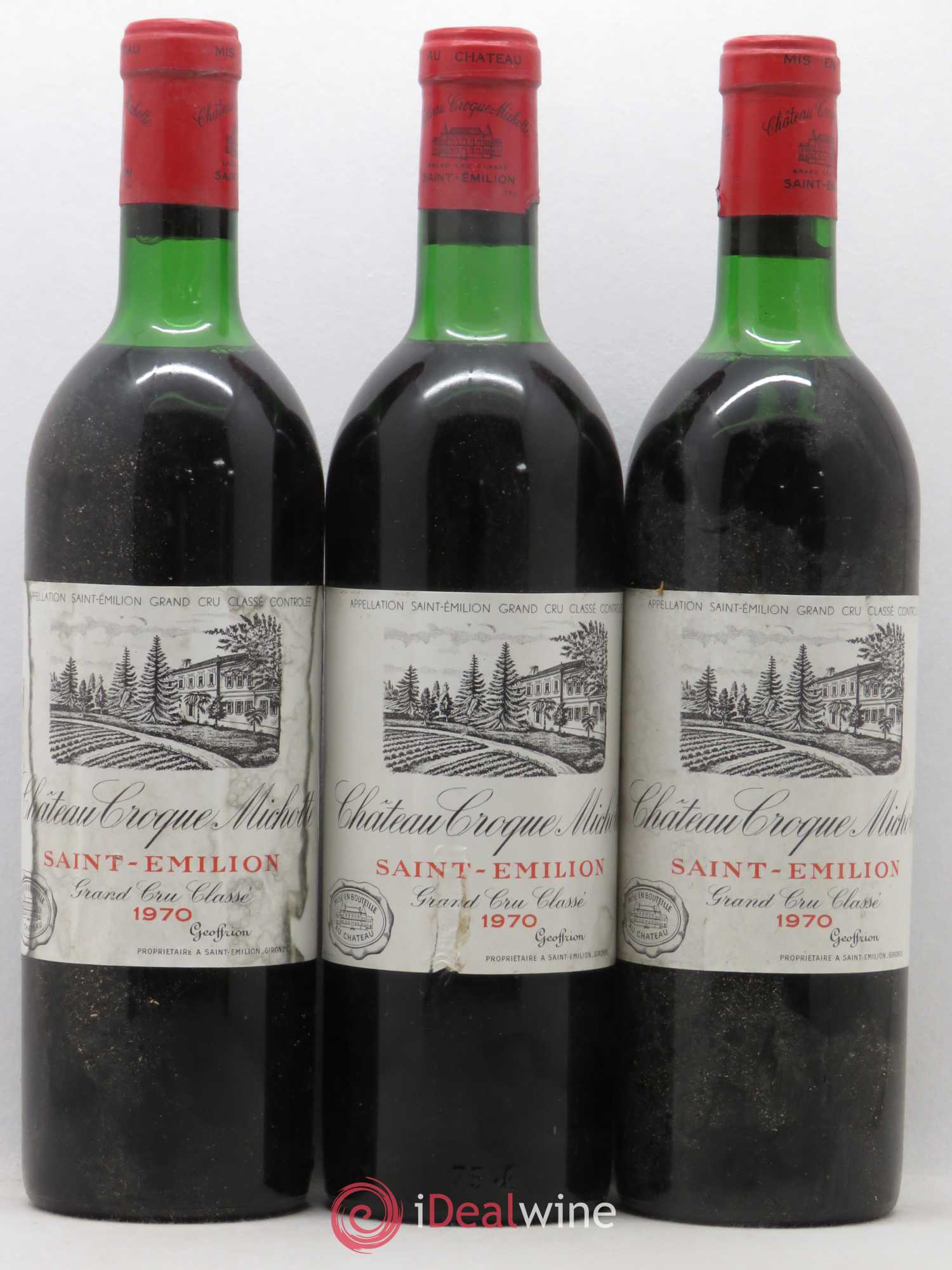 Château Croque Michotte 1970 - Lot de 3 bouteilles - 0