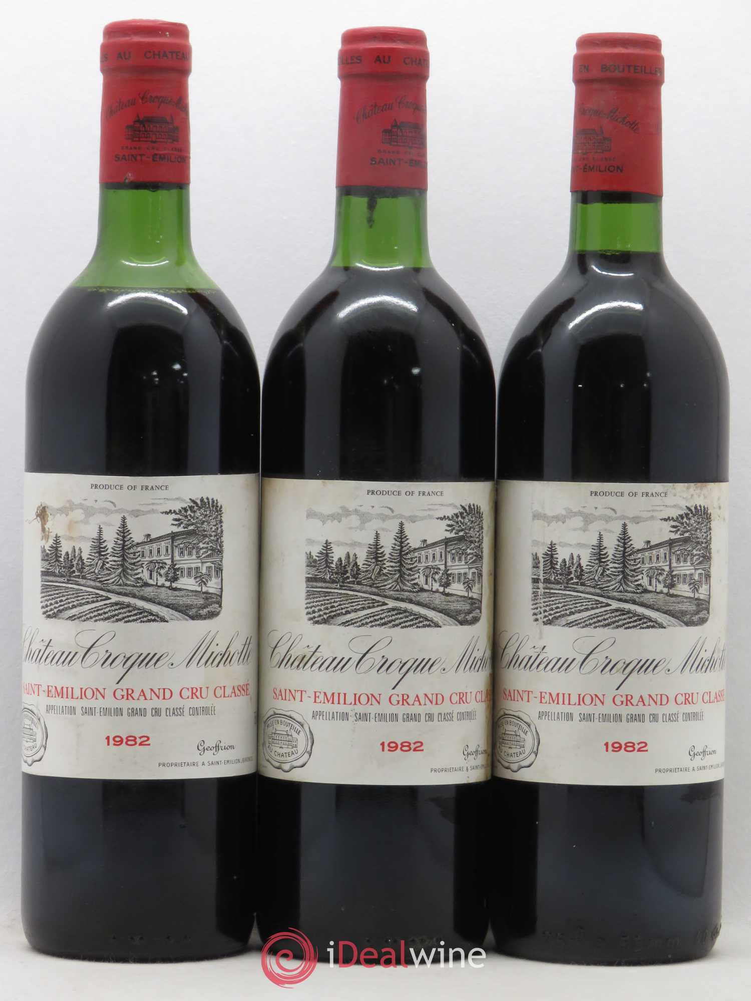 Château Croque Michotte 1982 - Lot de 3 bouteilles - 0