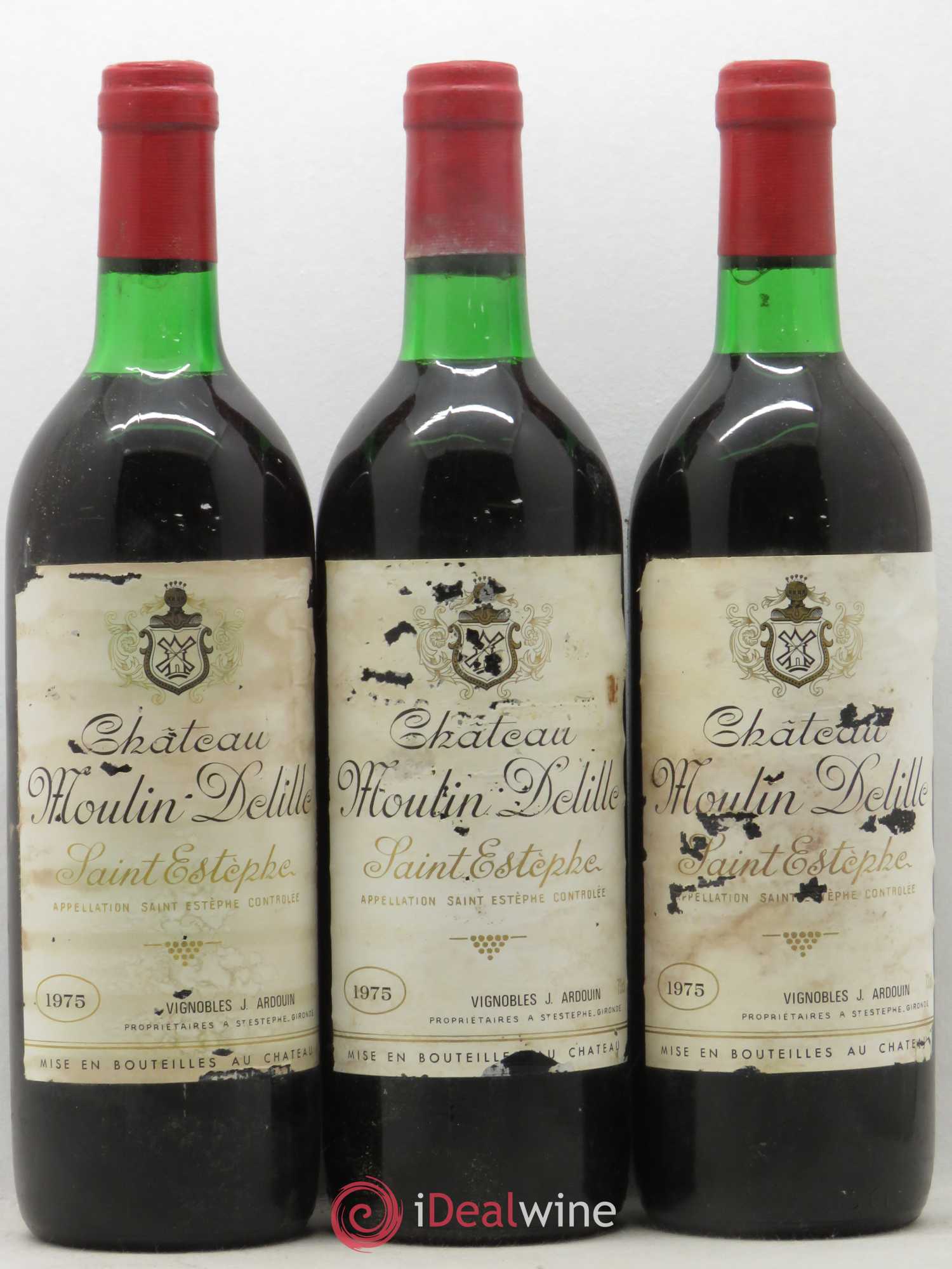 Saint-Estèphe Moulin Delille 1975 - Lot de 3 bouteilles - 0