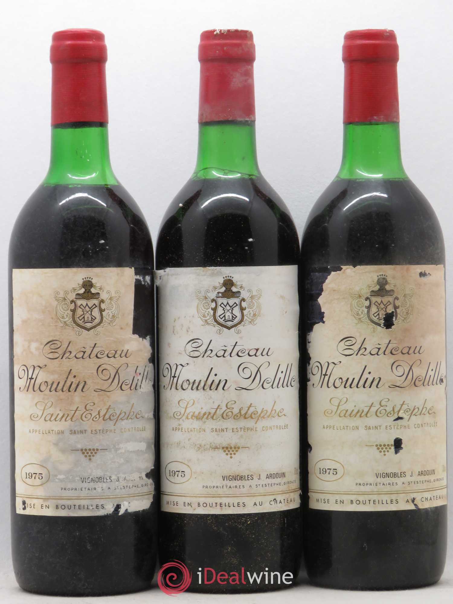 Saint-Estèphe Moulin Delille 1975 - Lot de 3 bouteilles - 0