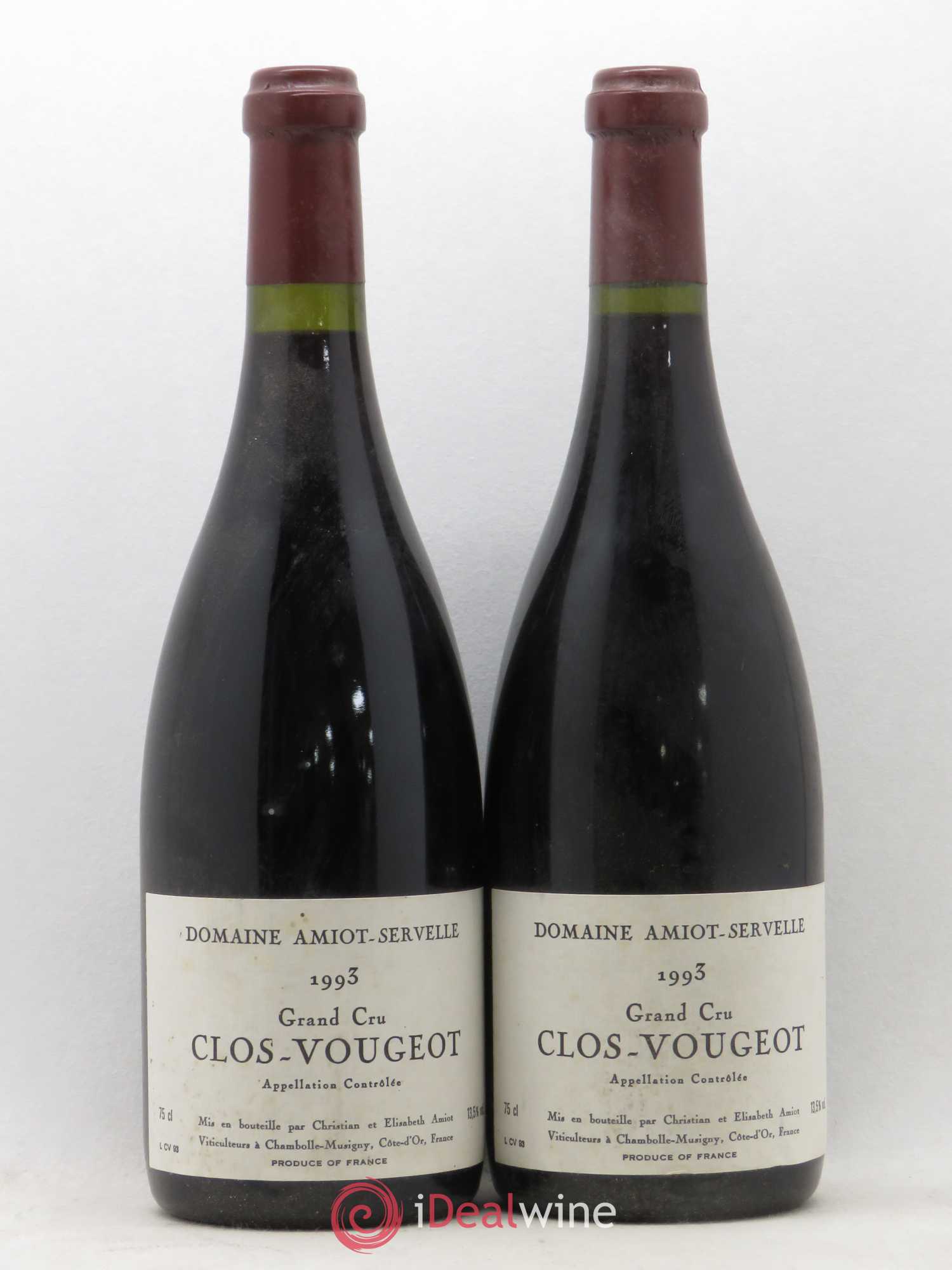 Clos de Vougeot Grand Cru Amiot-Servelle 1993 - Lot de 2 bouteilles - 0