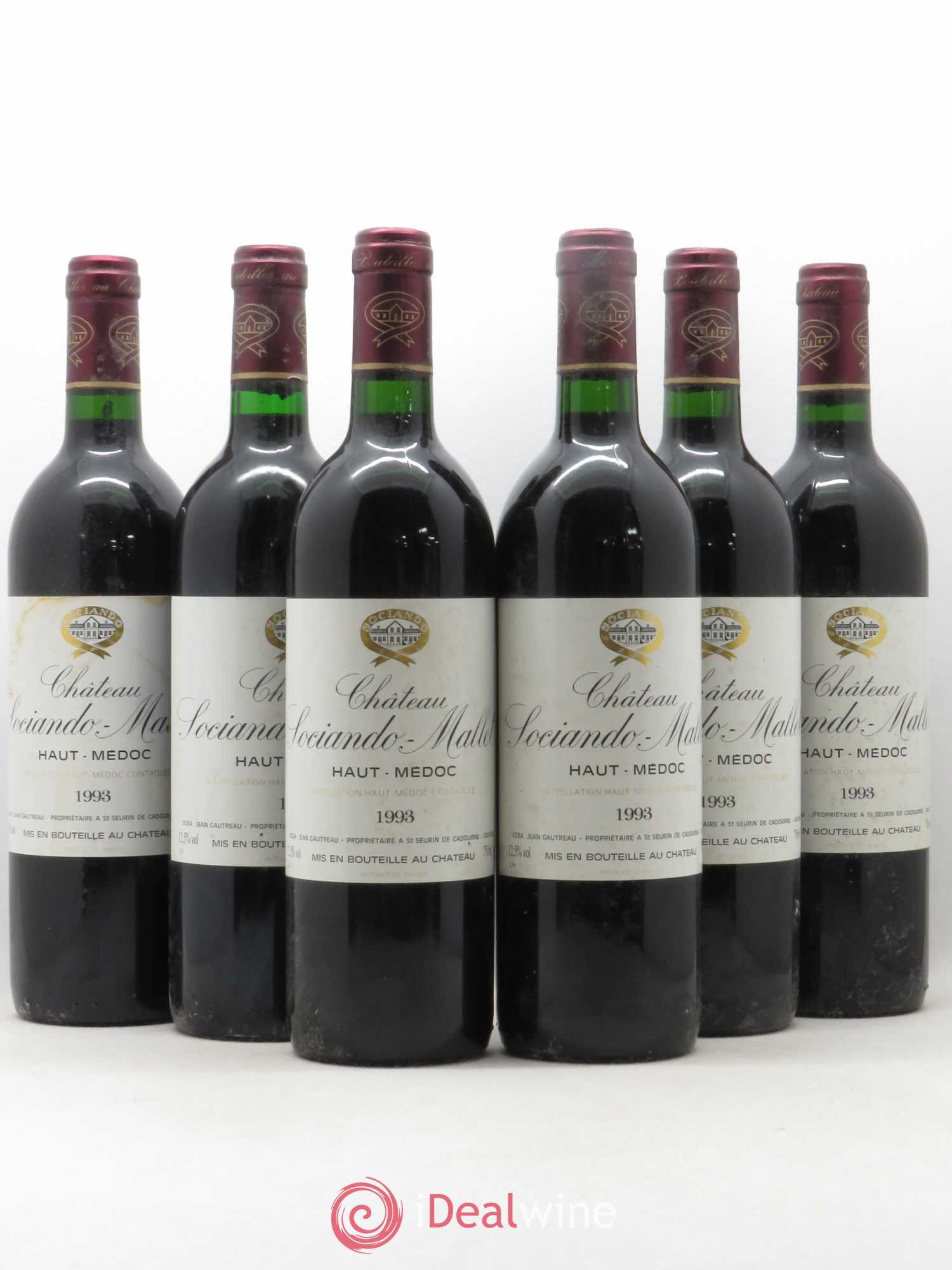 Château Sociando Mallet 1993 - Lot de 6 bouteilles - 0