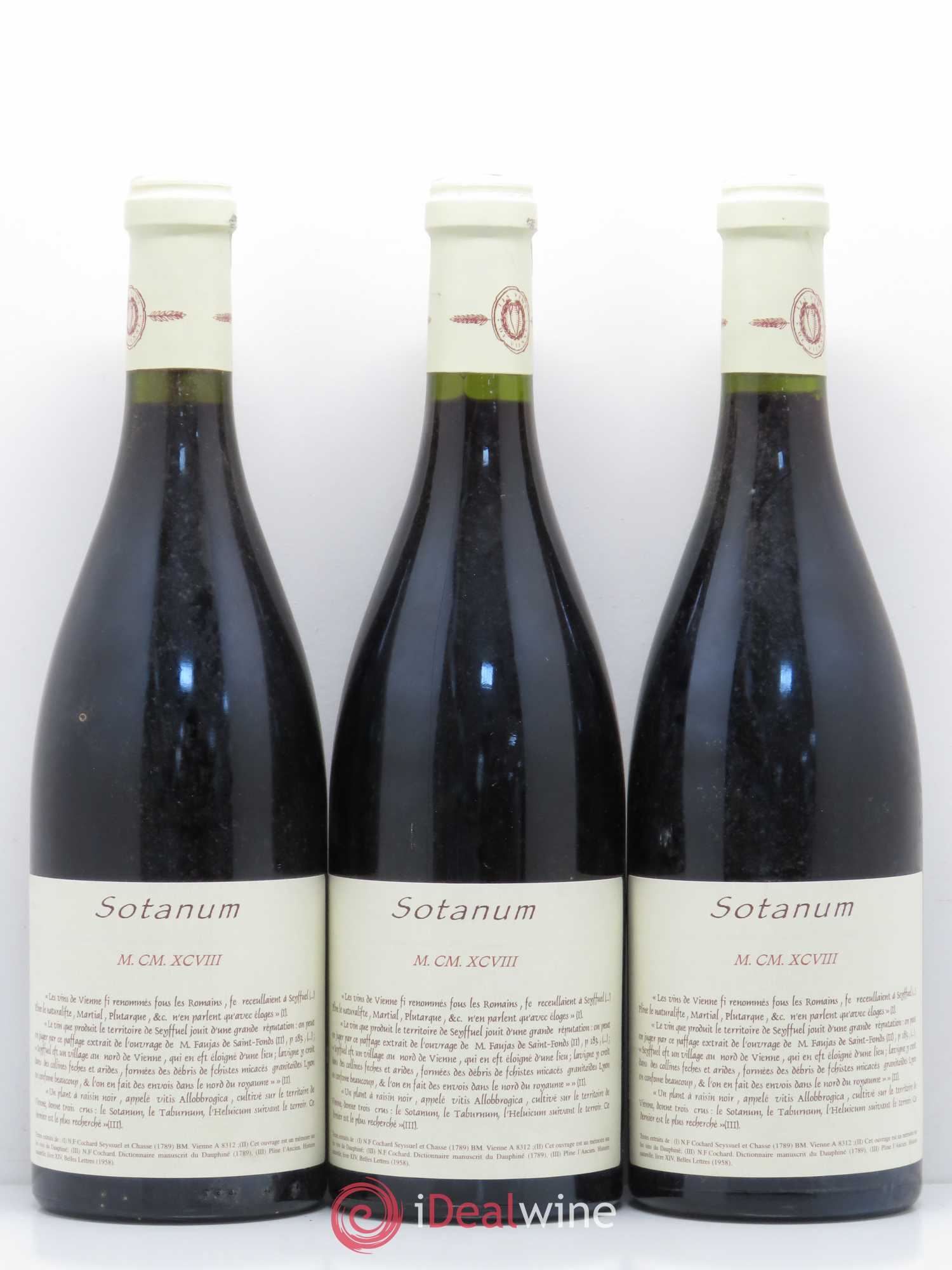 Rhône IGP Collines Rhodaniennes Sotanum Les Vins de Vienne 1998 - Posten von 3 Flaschen - 0