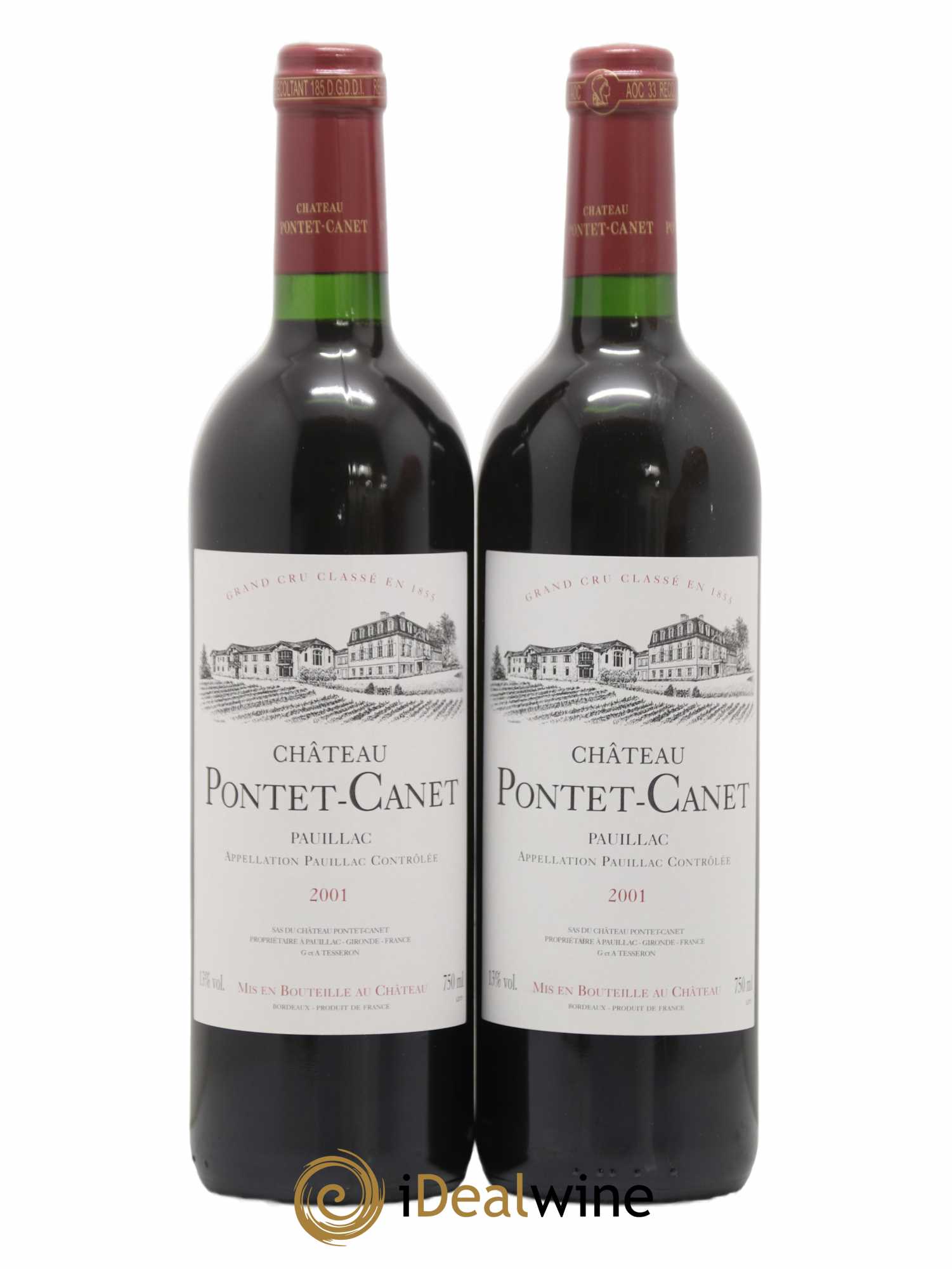 Château Pontet Canet 5ème Grand Cru Classé 2001 - Lot de 2 bouteilles - 0