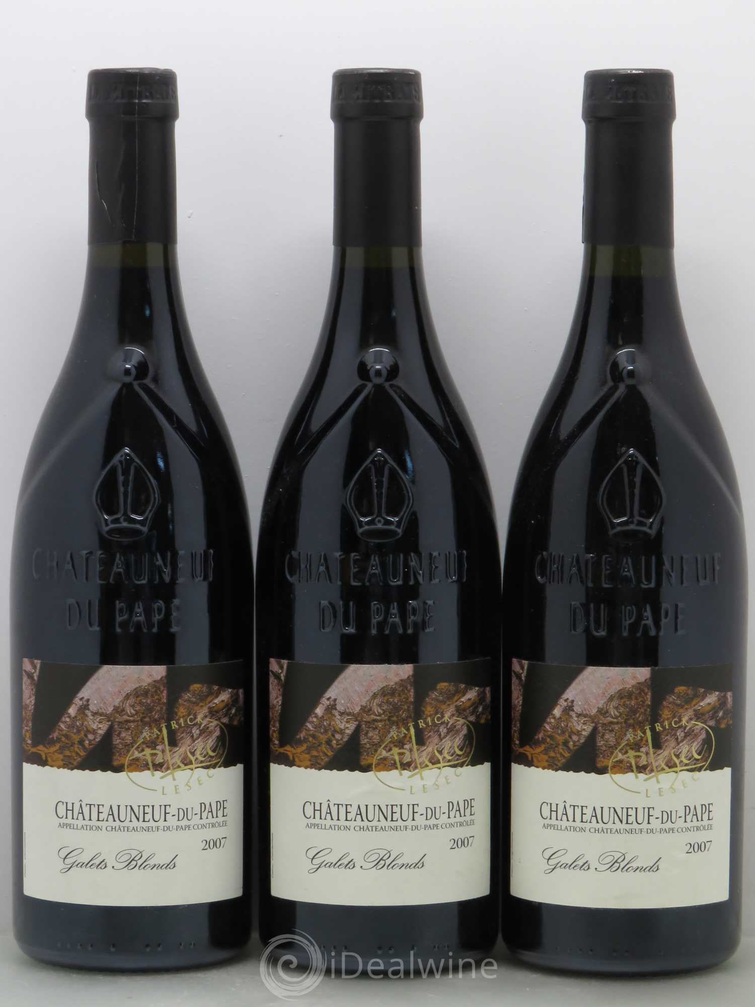 Châteauneuf-du-Pape Galets Blonds Patrick Lesec 2007 - Posten von 3 Flaschen - 0