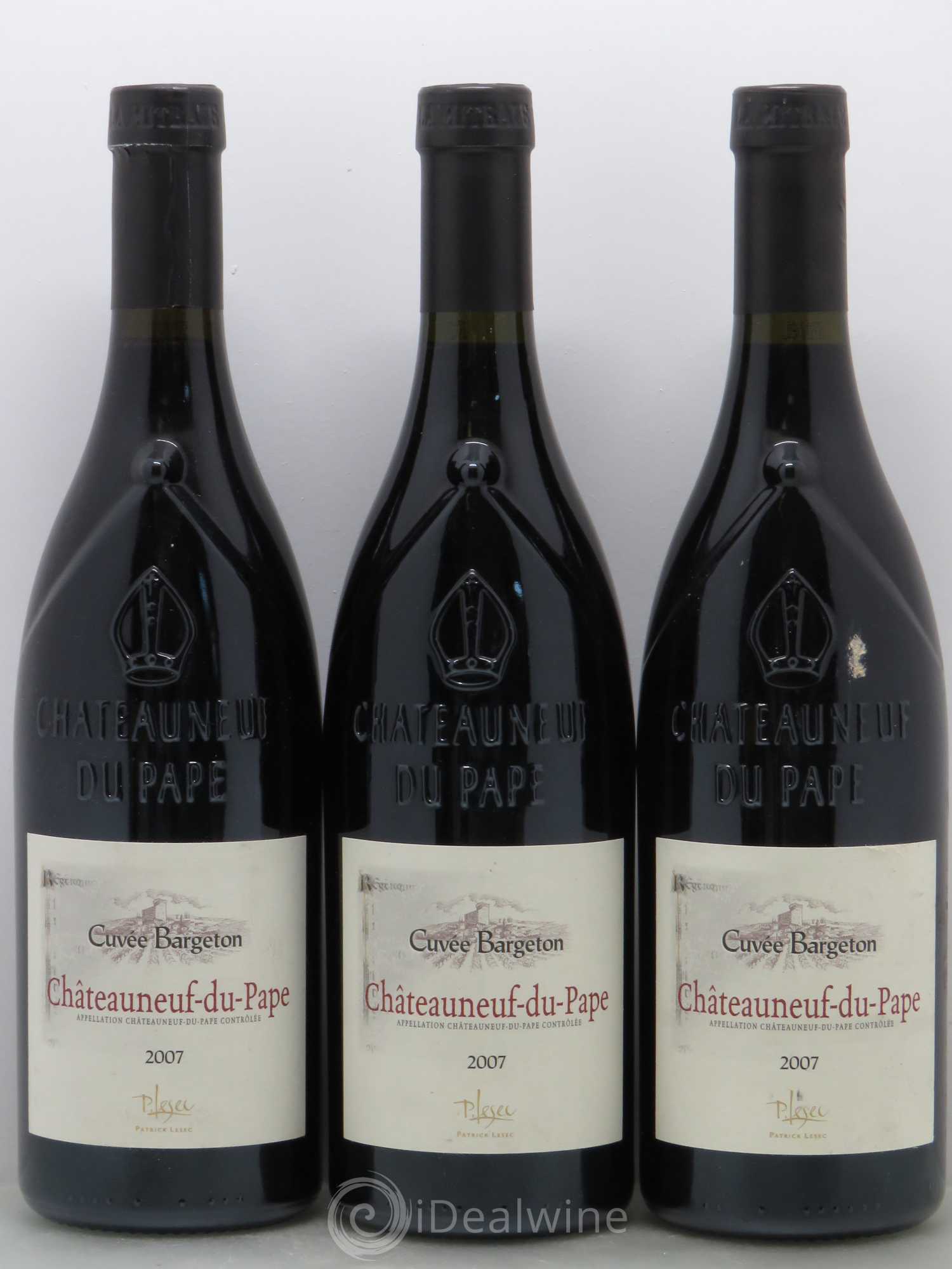 Châteauneuf-du-Pape Bargeton Patrick Lesec 2007 - Posten von 3 Flaschen - 0