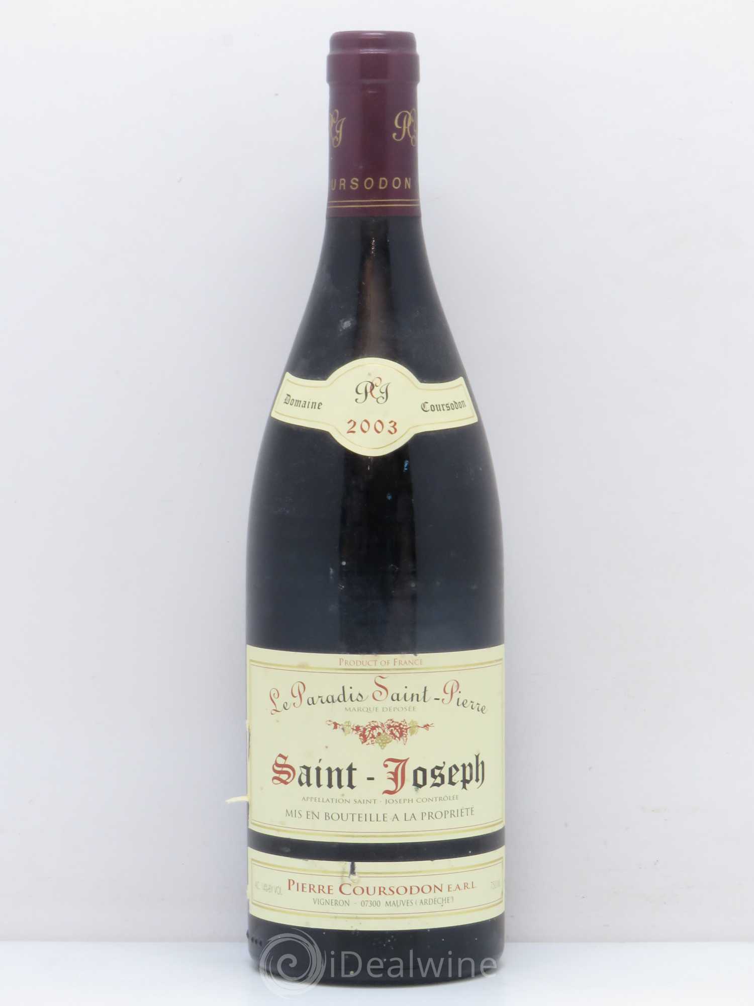 Saint-Joseph Le Paradis Saint-Pierre Pierre et Jérôme Coursodon 2003 - Lot de 1 bouteille - 0