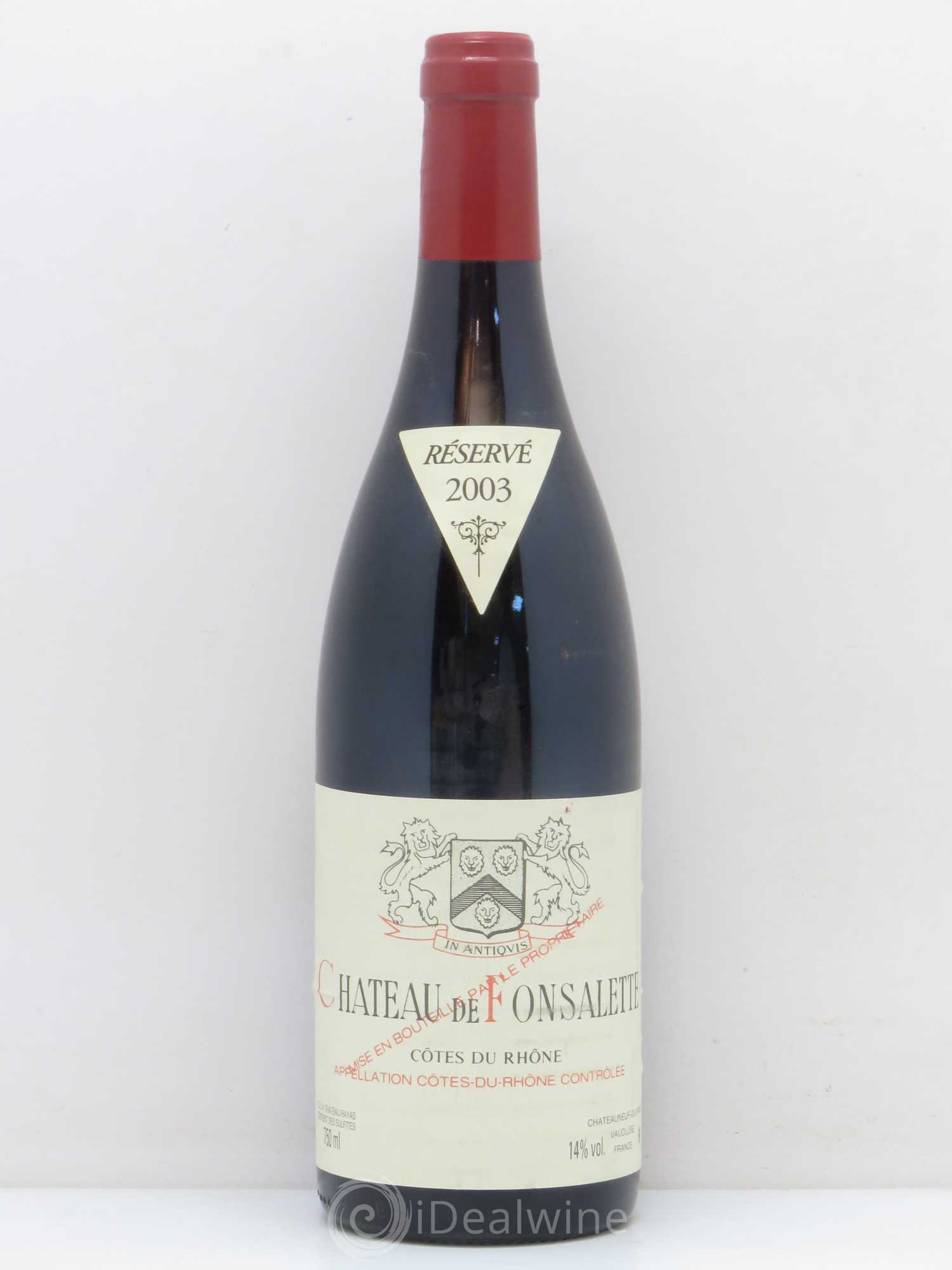 Côtes-du-Rhône Château de Fonsalette Emmanuel Reynaud 2003 - Lot de 1 bouteille - 0