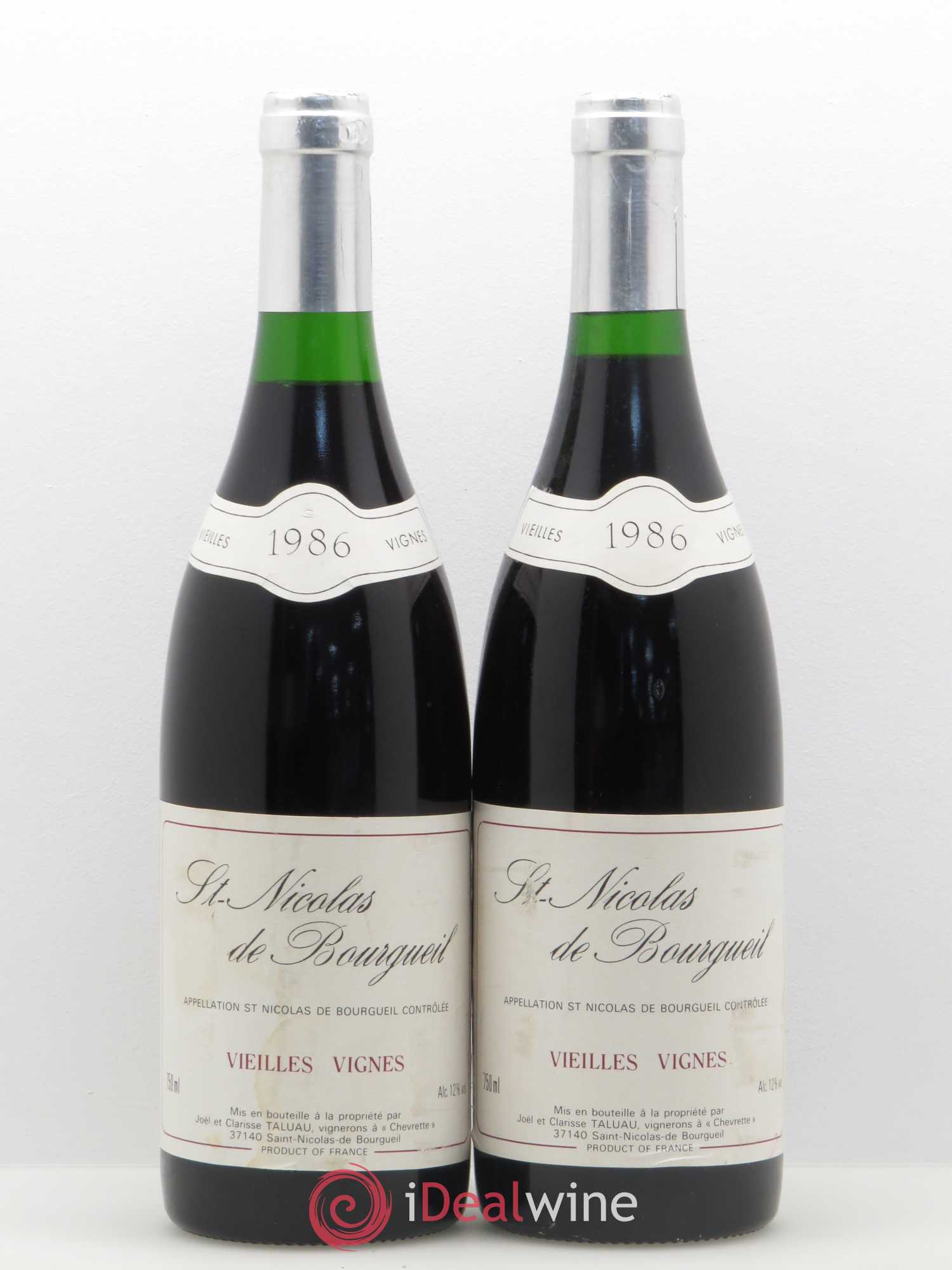 Saint-Nicolas de Bourgueil Vieilles Vignes Domaine Joel Taluau (sans prix de réserve) 1986 - Posten von 2 Flaschen - 0