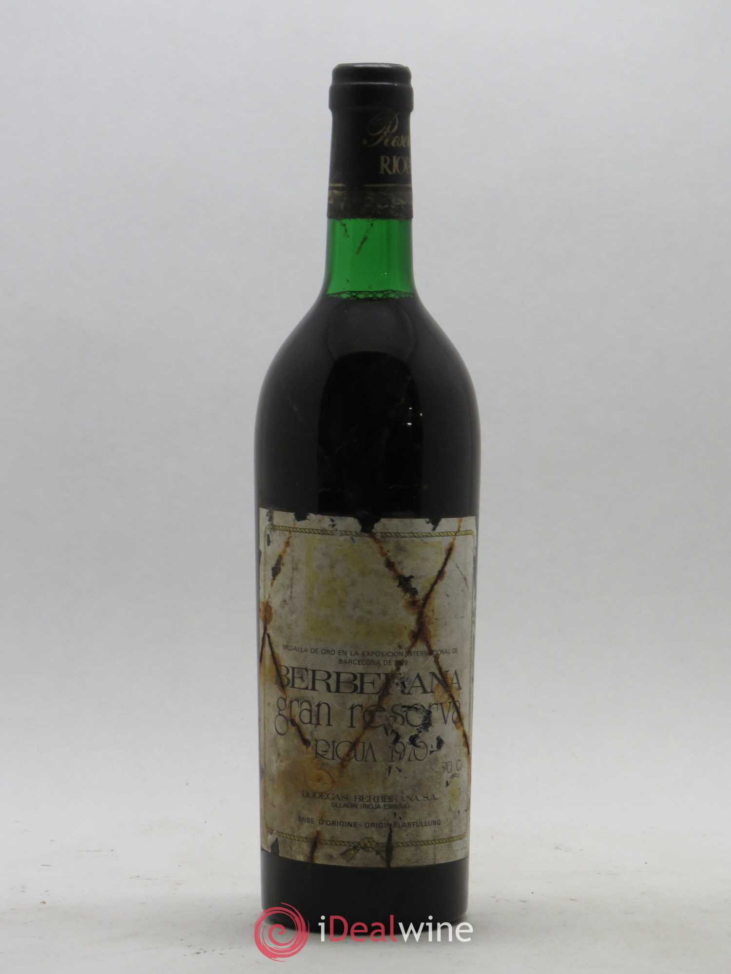 Rioja DOCA Berberana Grand Reserva Bodegas Berberana 1970 - Posten von 1 Flasche - 0