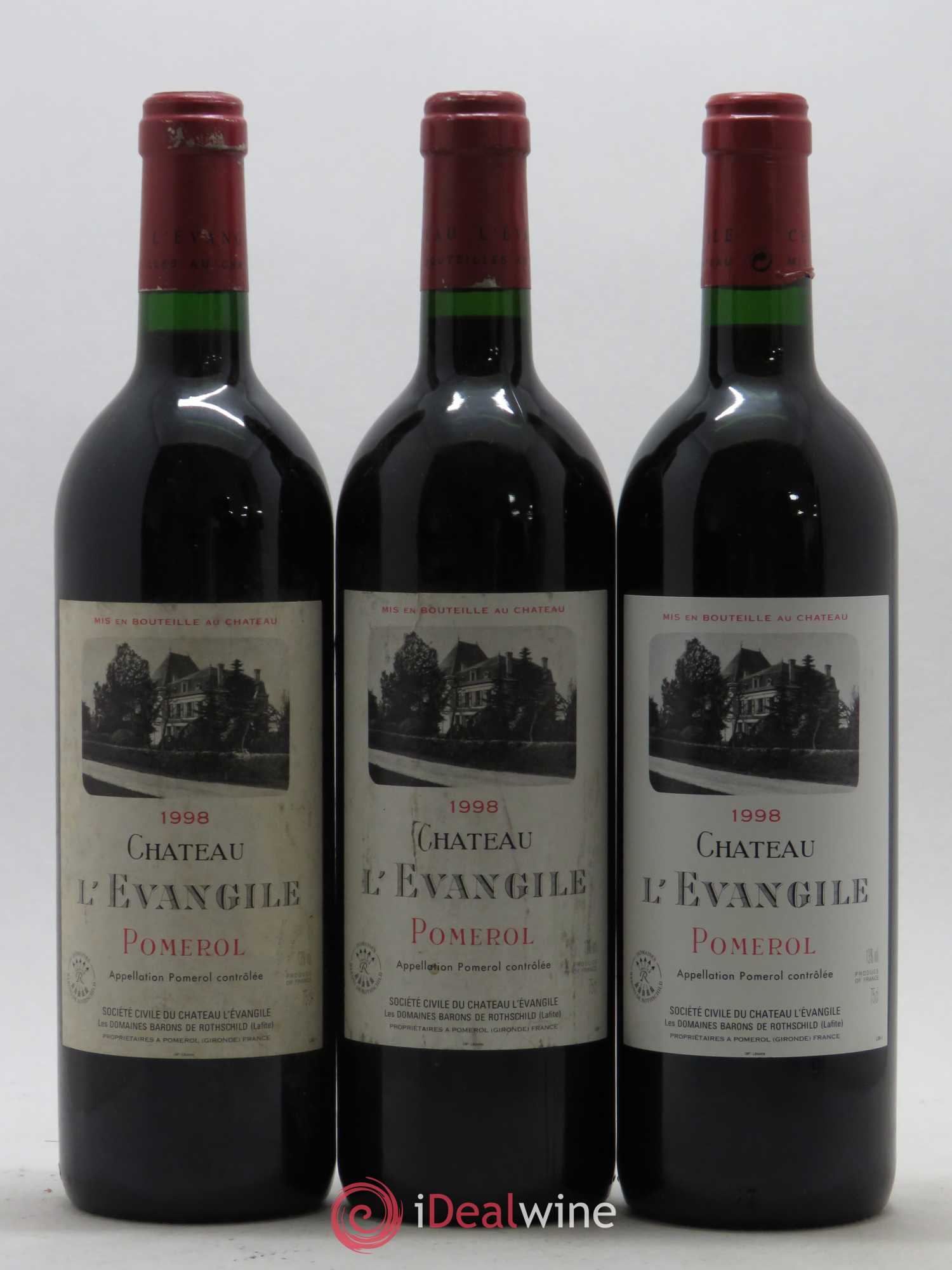 Château l' Évangile 1998 - Lot de 3 bouteilles - 0