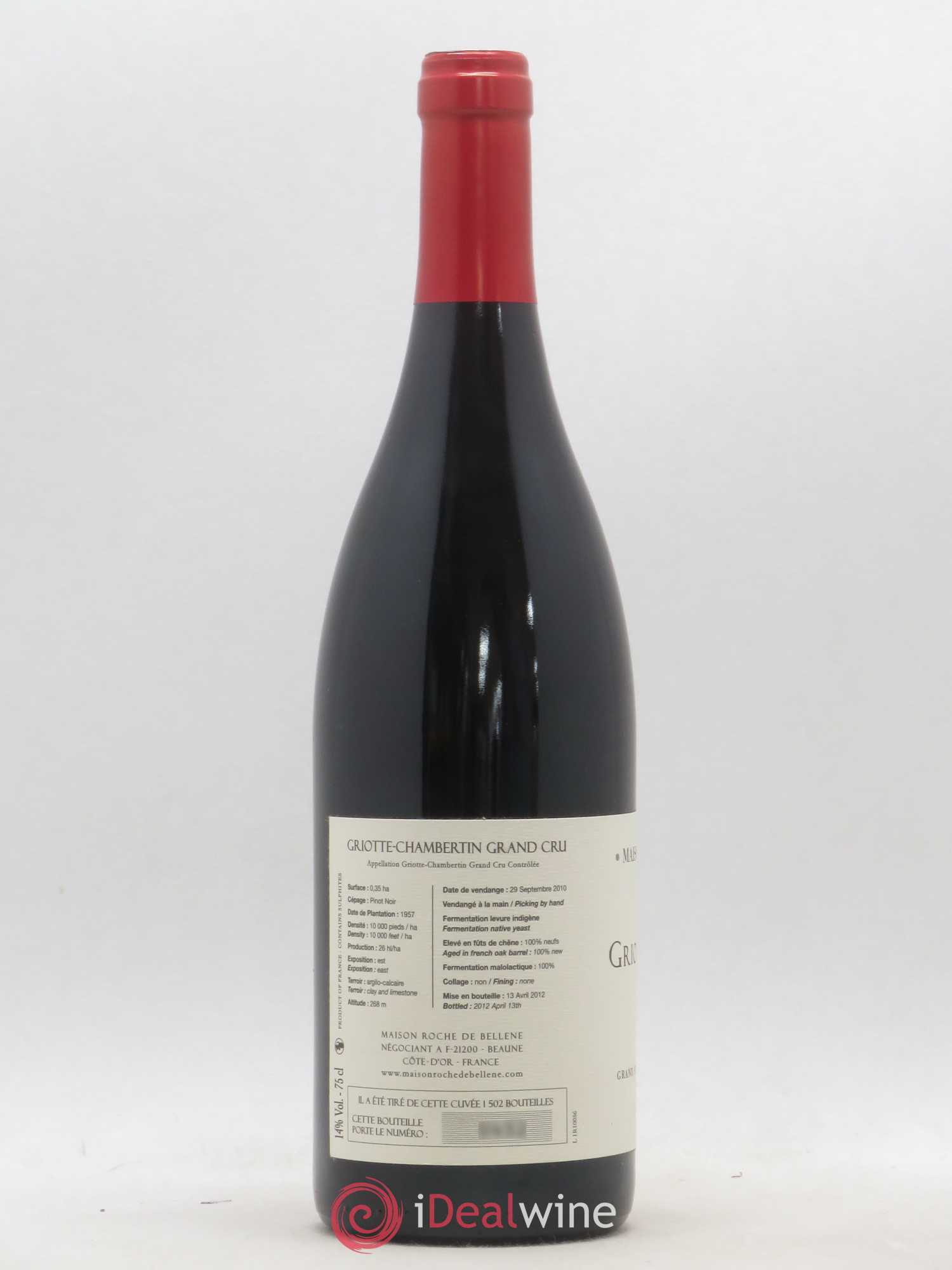 Griotte-Chambertin Grand Cru Maison Roche de Bellene 2010 - Lot de 1 bouteille - 1