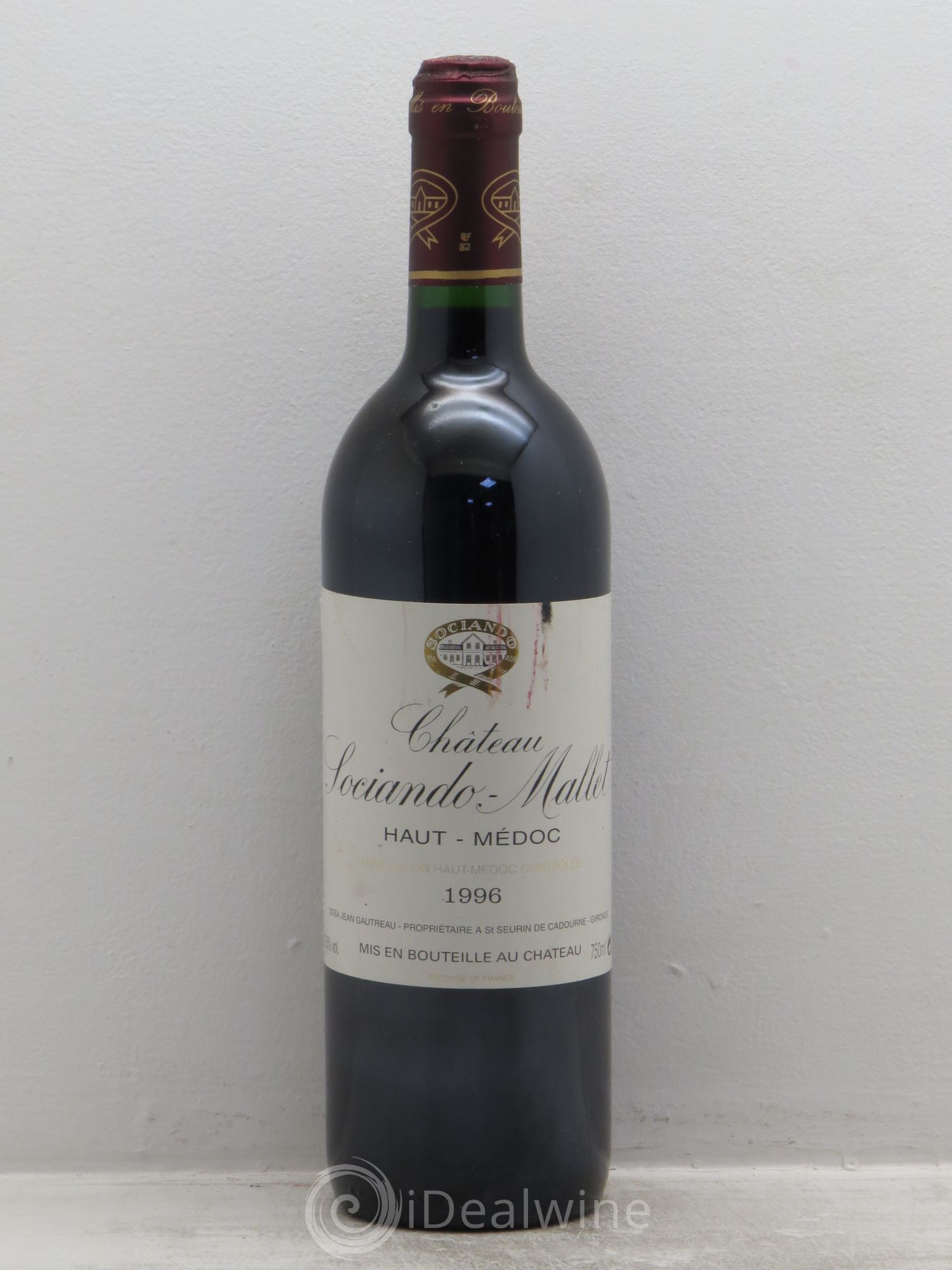 Château Sociando Mallet 1996 - Lot de 1 bouteille - 0